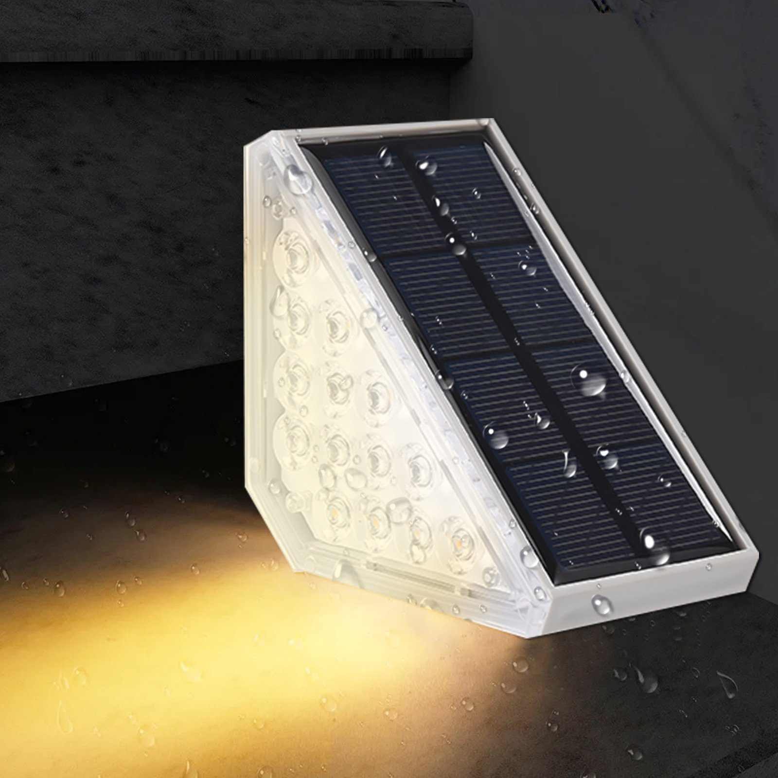 Dreiecke Licht, warmes LED-Außenbeleuchtung, 6 Solarleuchte Einfach SEEZSSA Solar-Stufenlichter Installieren LED Wasserdichte zu wetterfeste Stück