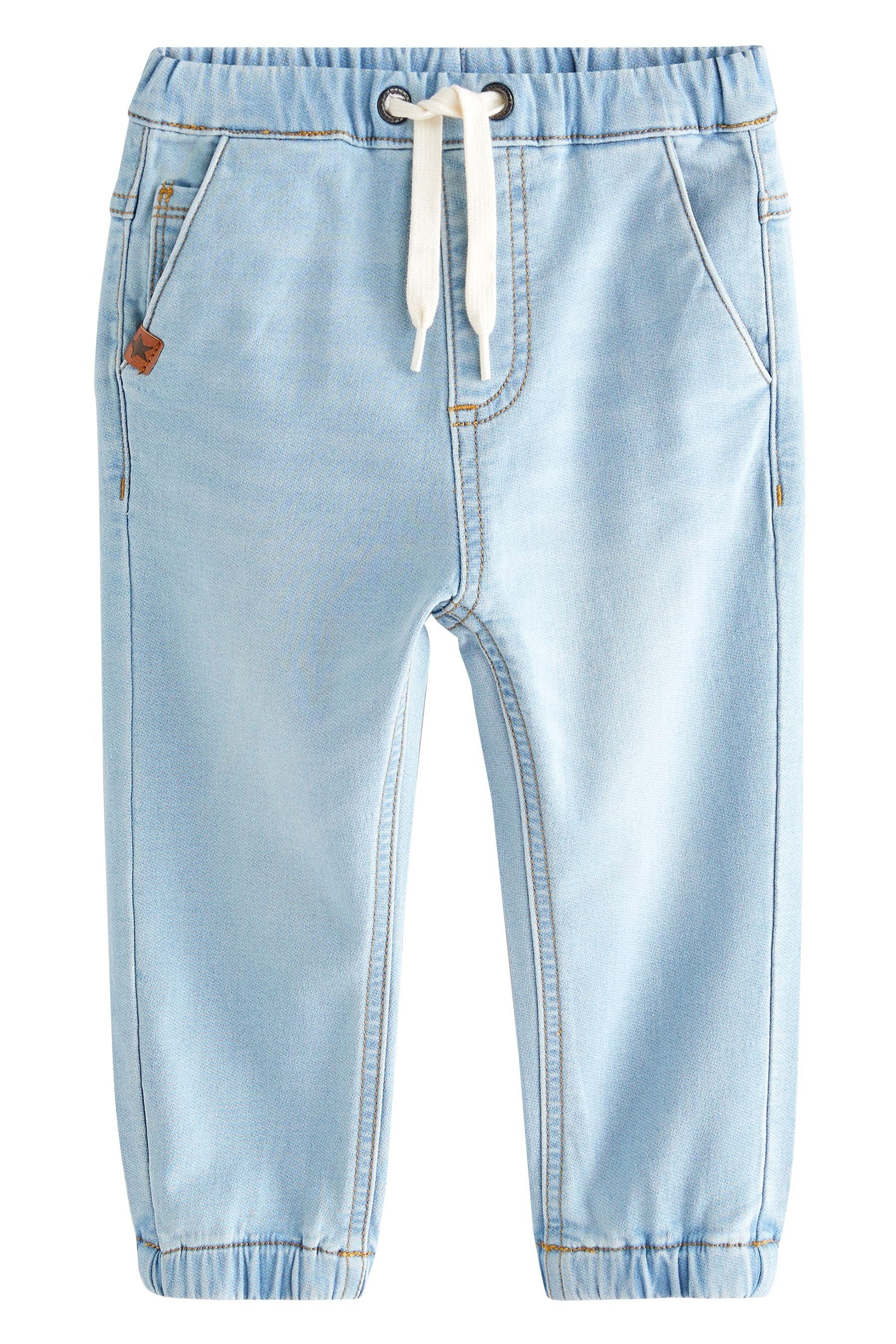 Next Jogg Pants Jogger-Jeans mit Rippenbündchen, Komfort-Stretch (1-tlg) Light Blue Denim