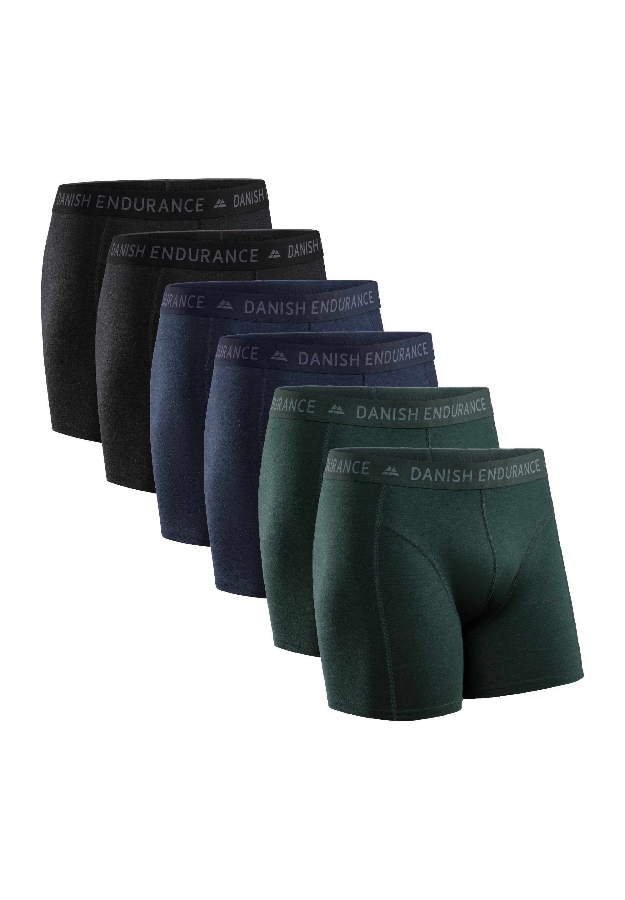 DANISH weicher 6-St) Trunks aus (Packung, green Classic ENDURANCE Baumwolle Boxershorts