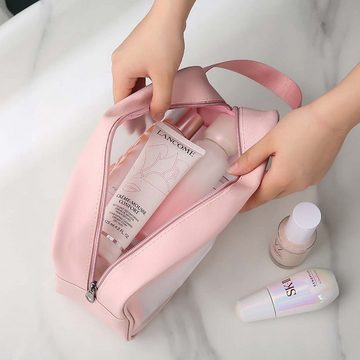 FIDDY Aufbewahrungstasche Transparente dreiteilige Kosmetik-Kulturtasche (Badetasche mit großem Fassungsvermögen, durchscheinende, gefrostete tragbare Aufbewahrungstasche für Damen, 3-tlg)