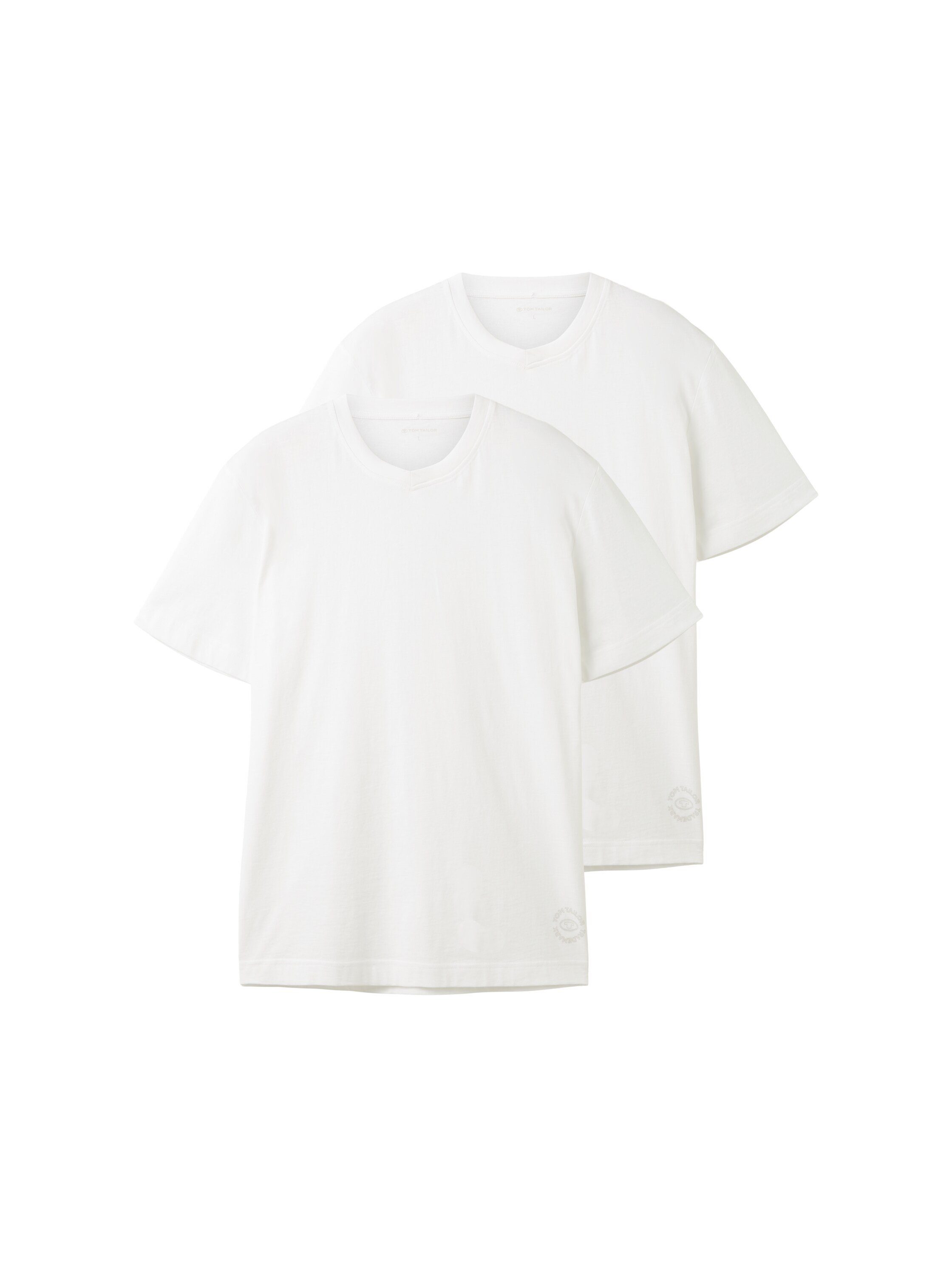TOM TAILOR T-Shirt mit V-Ausschnitt white