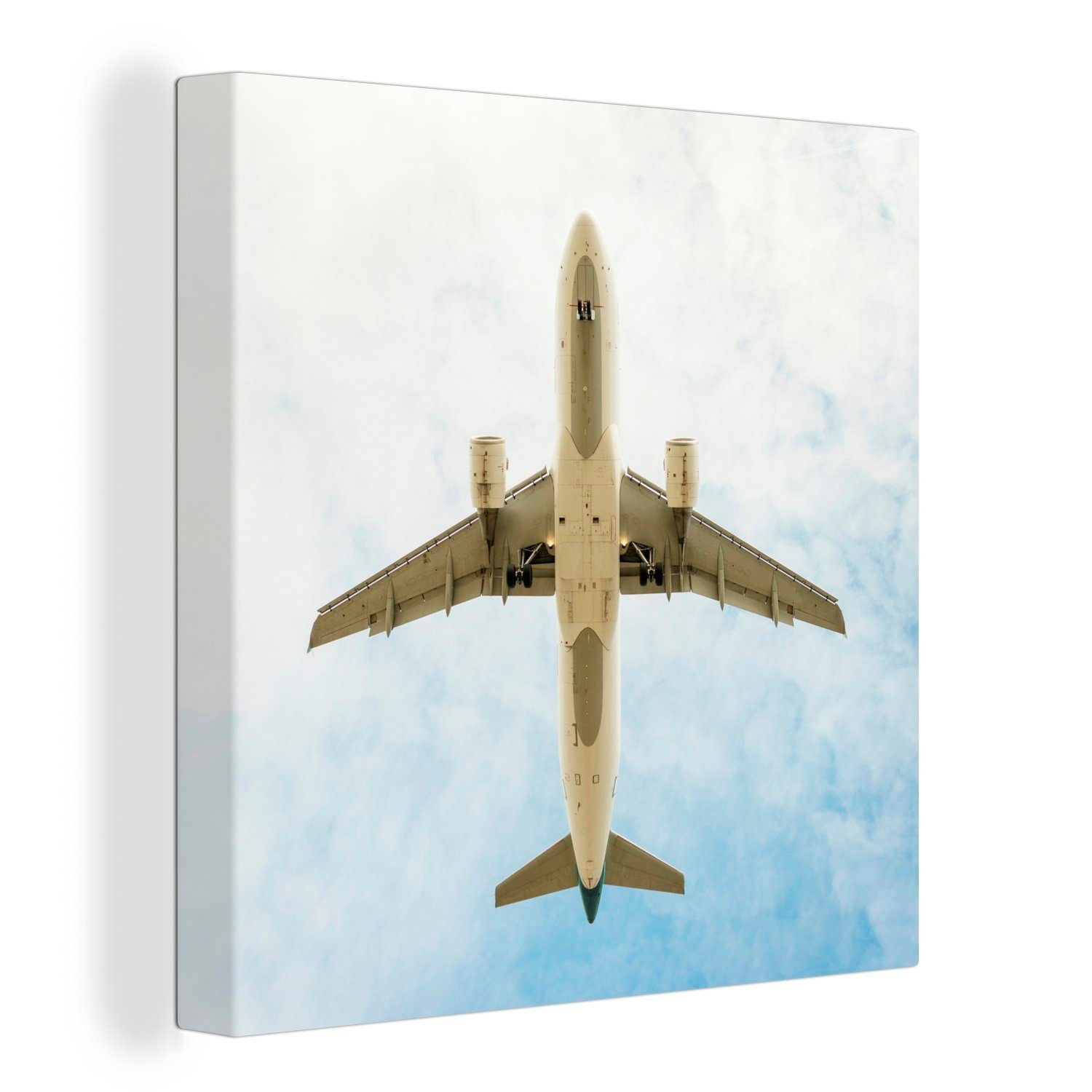 OneMillionCanvasses® Leinwandbild Ansicht eines Flugzeugs von unten, (1 St), Leinwand Bilder für Wohnzimmer Schlafzimmer | Leinwandbilder