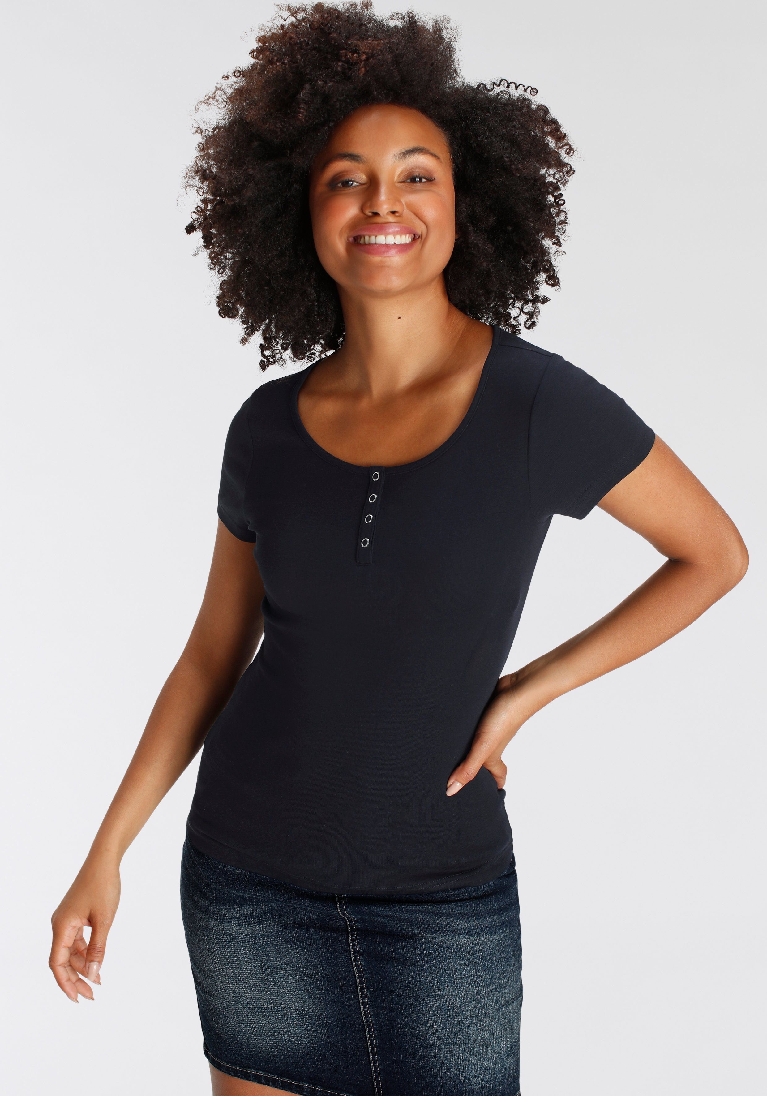 H.I.S T-Shirt (Set, 2-tlg) Kurzarm, unifarben, aus Baumwolle, im Set erhält günstig online kaufen