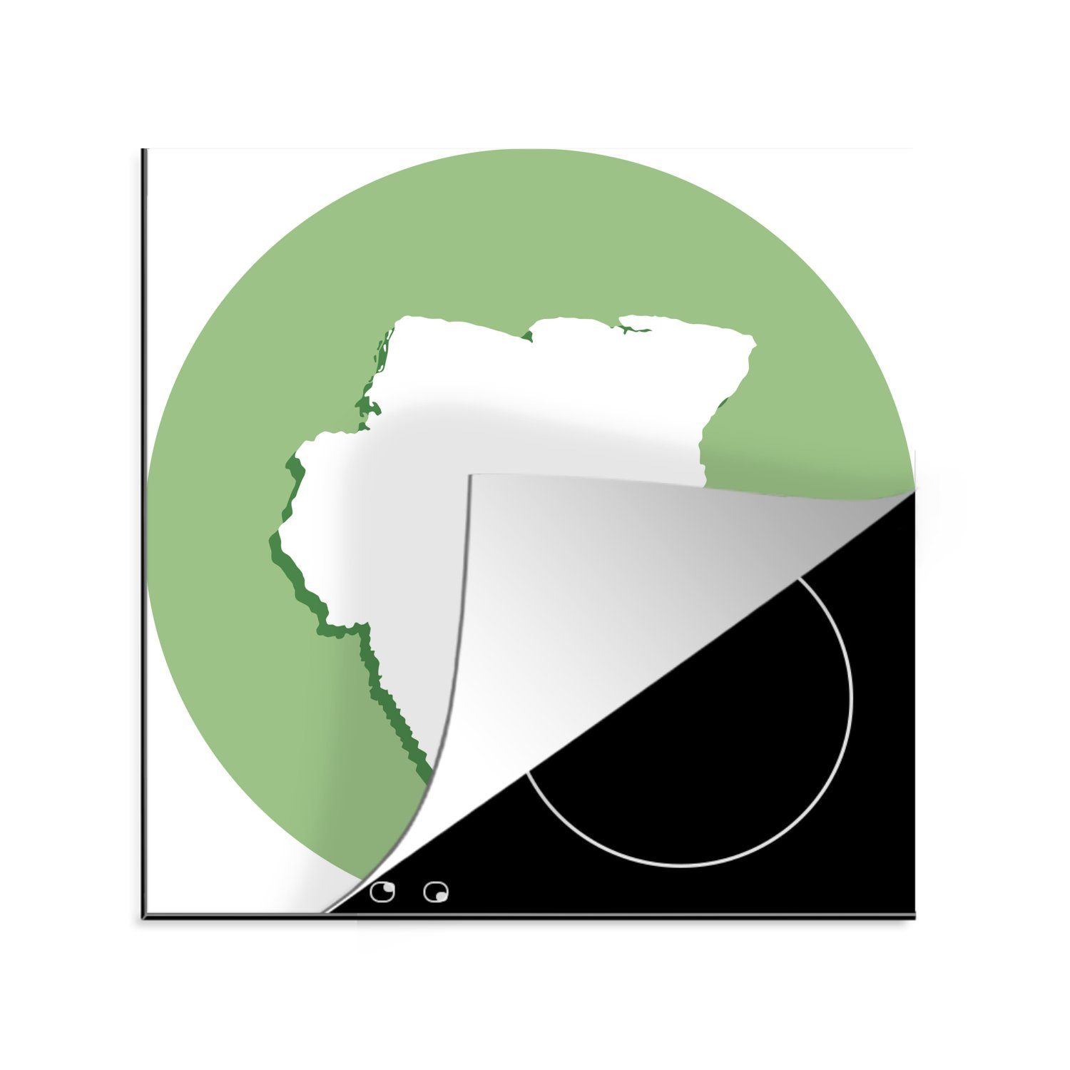 Herdblende-/Abdeckplatte grünen MuchoWow cm, in Suriname von tlg), Die Grenzen Ceranfeldabdeckung, küche Arbeitsplatte für (1 illustrierten 78x78 einem Piktogramm, Vinyl,