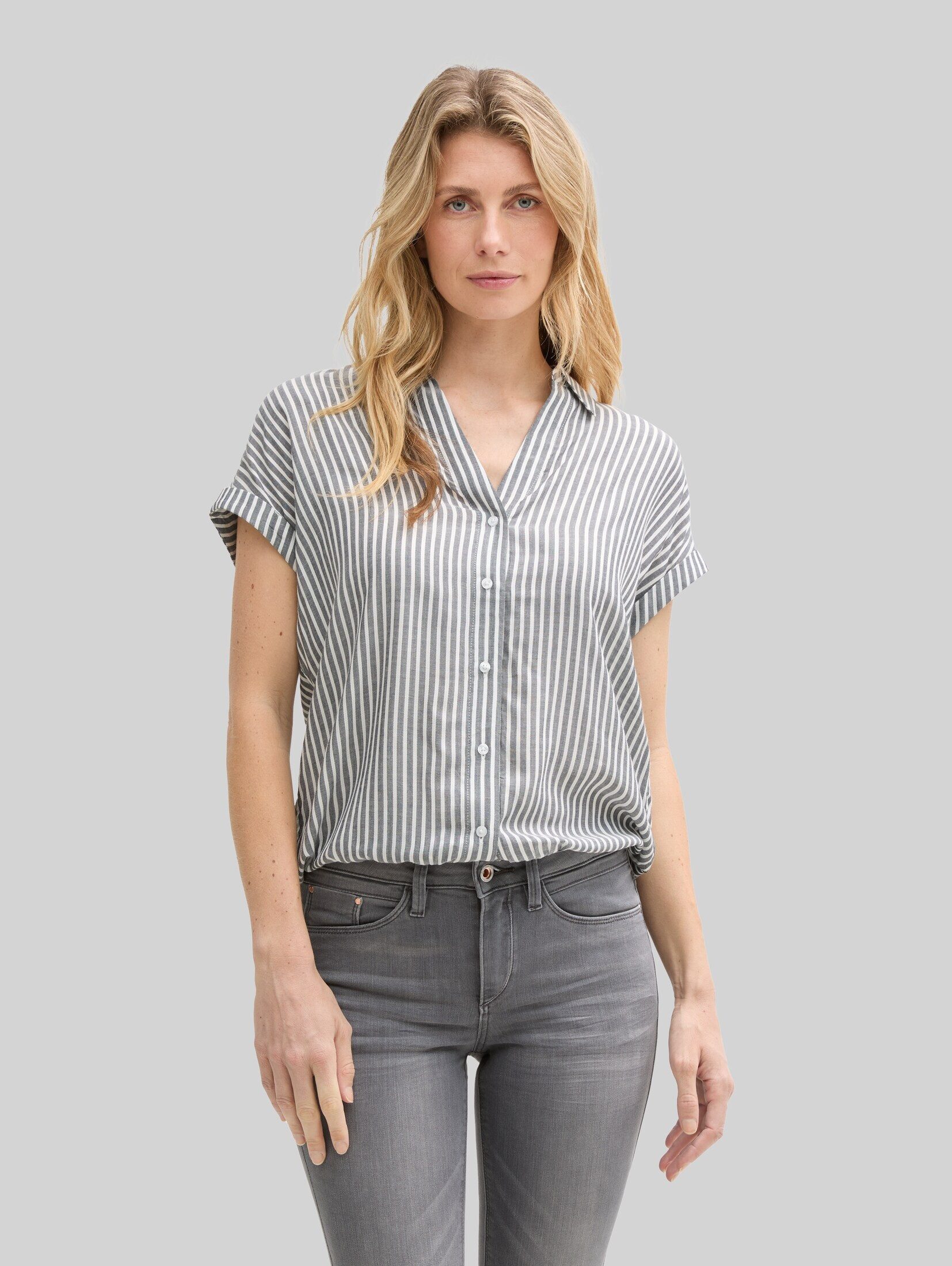 TOM TAILOR Kurzarmbluse Blusen & Shirts Loose Fit Bluse mit Streifenmuster