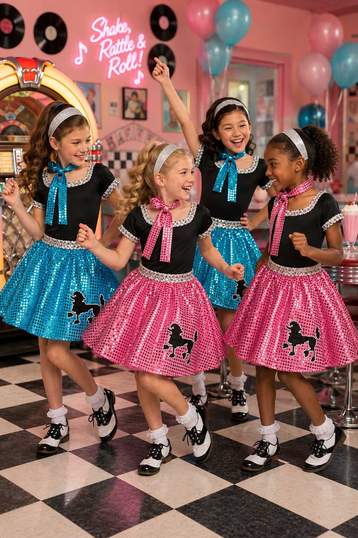 Funny Fashion Kostüm 50er Jahre 'Sweety Lou' für Mädchen, Rosa
