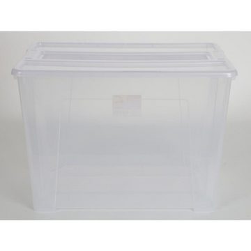 BURI Aufbewahrungsbox TEX Box 70L Aufbewahrungskiste Spielzeugkiste transparent mit Deckel