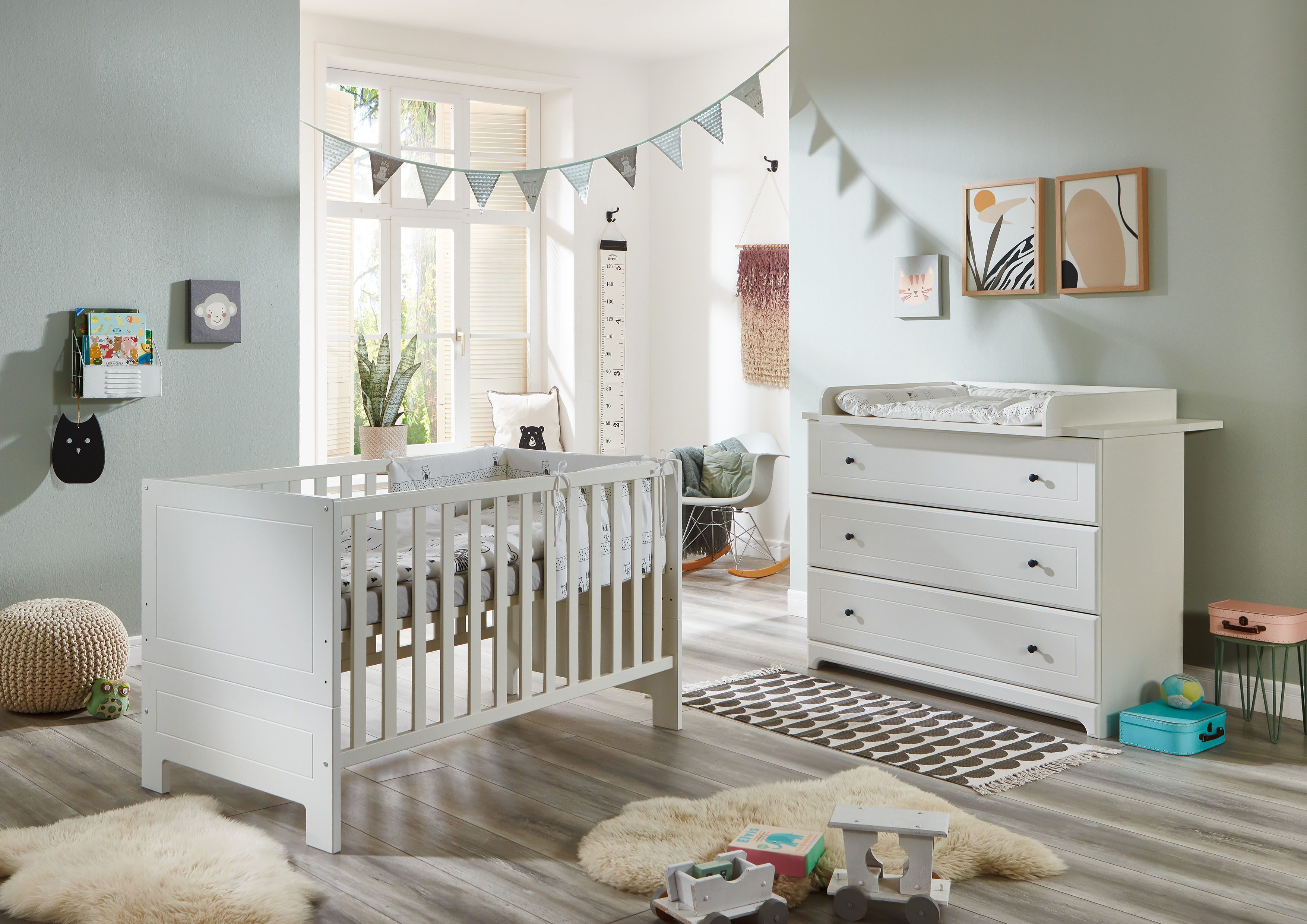 arthur berndt Babymöbel-Set Thilo, (Spar-Set, 2-tlg., Kinderbett, Wickelkommode), mit Kinderbett und Wickelkommode; Made in Germany