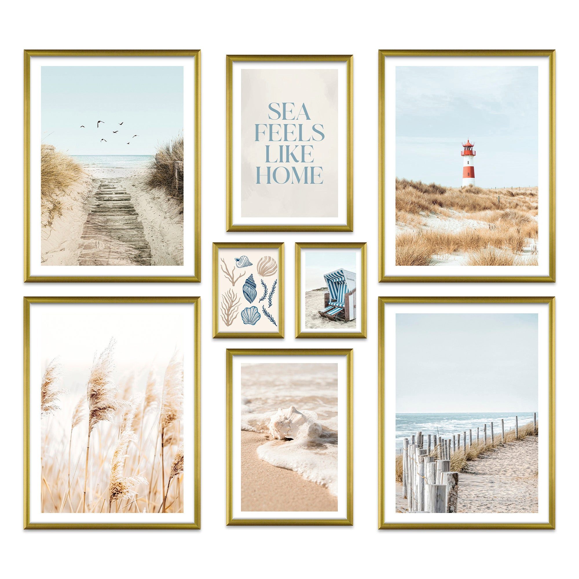 ARTFAVES Bilder-Collage Poster Set Nordic Dreams I mehrteilige Bilderwand I Wandbilder Maritim, (Wandbilder modern, 8 St)