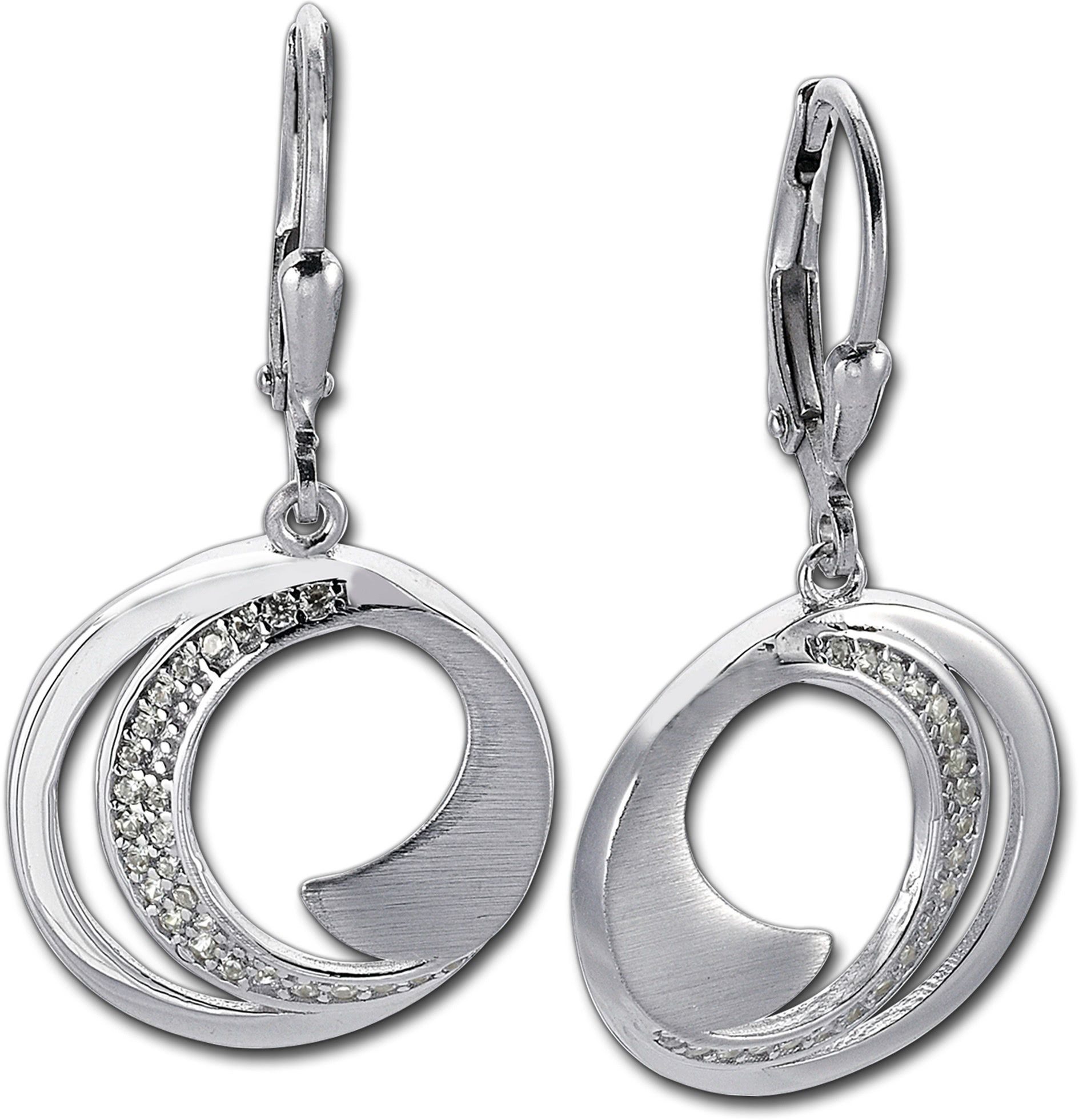 Balia Paar Ohrhänger Balia Damen Ohrringe matt und poliert (Ohrhänger), Damen Ohrhänger Circle aus 925 Sterling Silber, Länge ca. 3,4cm