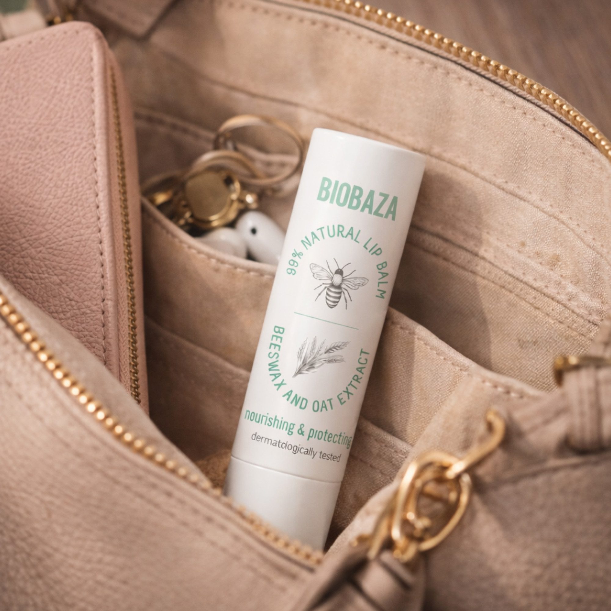Biobaza Lippenbalsam Bees & Oats Lippenbalsam 4,5 g – Pflegender Honig-Lippenbalsam