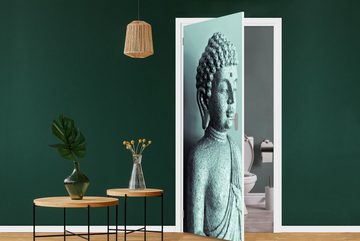 MuchoWow Türtapete Buddha Bild blau Fotodruck, Matt, bedruckt, (1 St), Fototapete für Tür, Türaufkleber, 75x205 cm