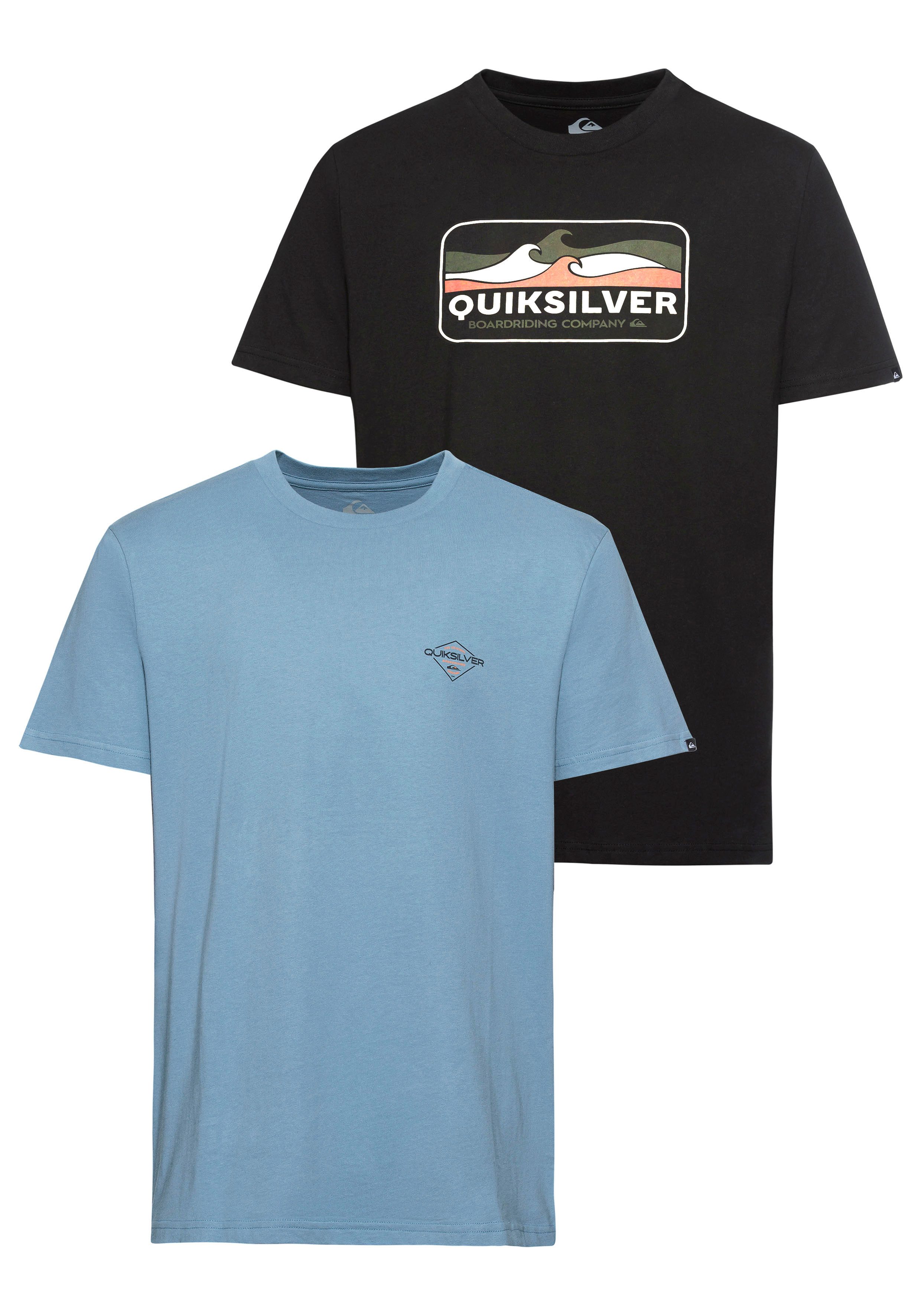 Quiksilver T-Shirt (Packung, 2-tlg., 2er-Pack), Aus reiner Baumwolle