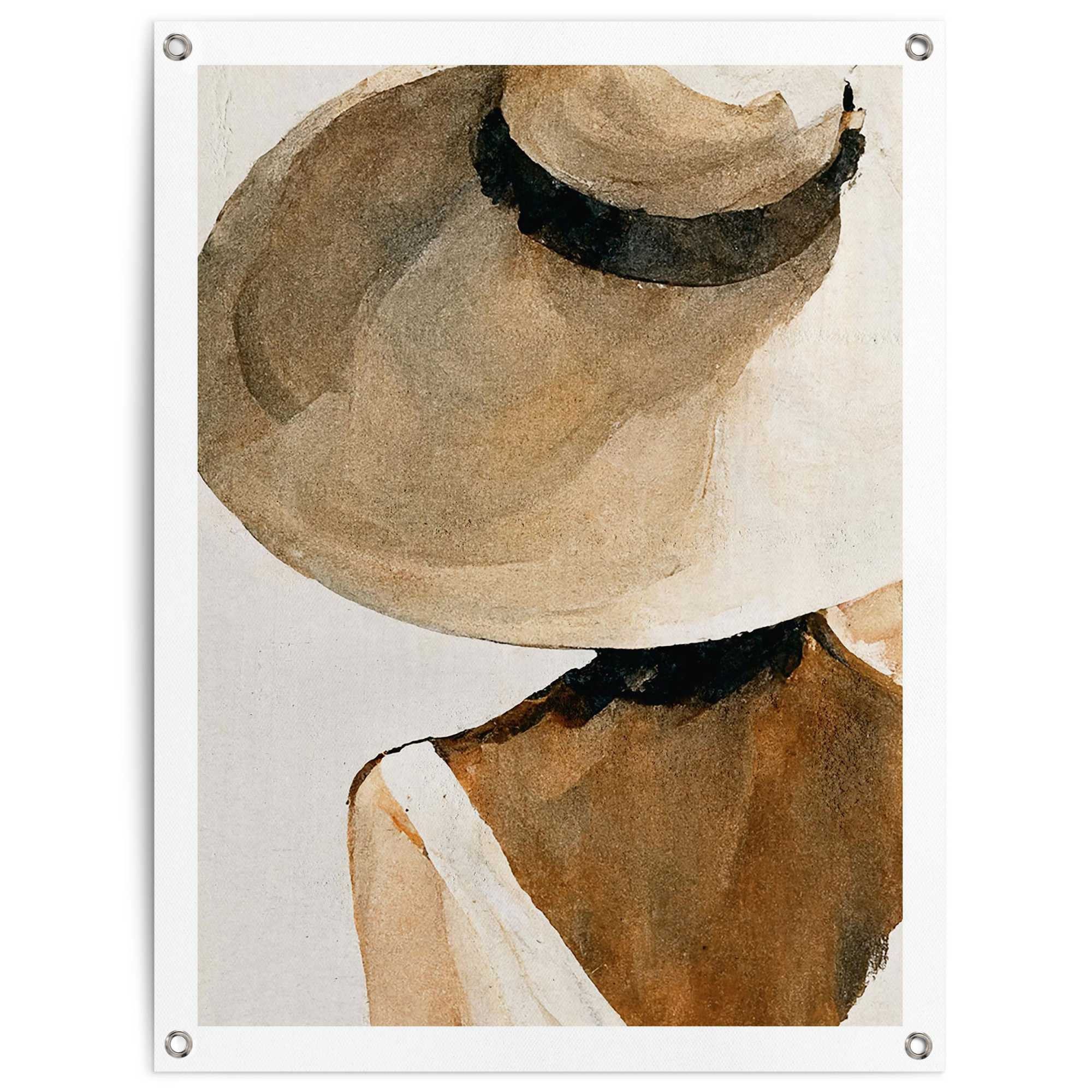 Reinders! Poster Summer Shades, Garten - Frau - Strohhut - Beige - Leinwand - Menschen - 60x80 cm