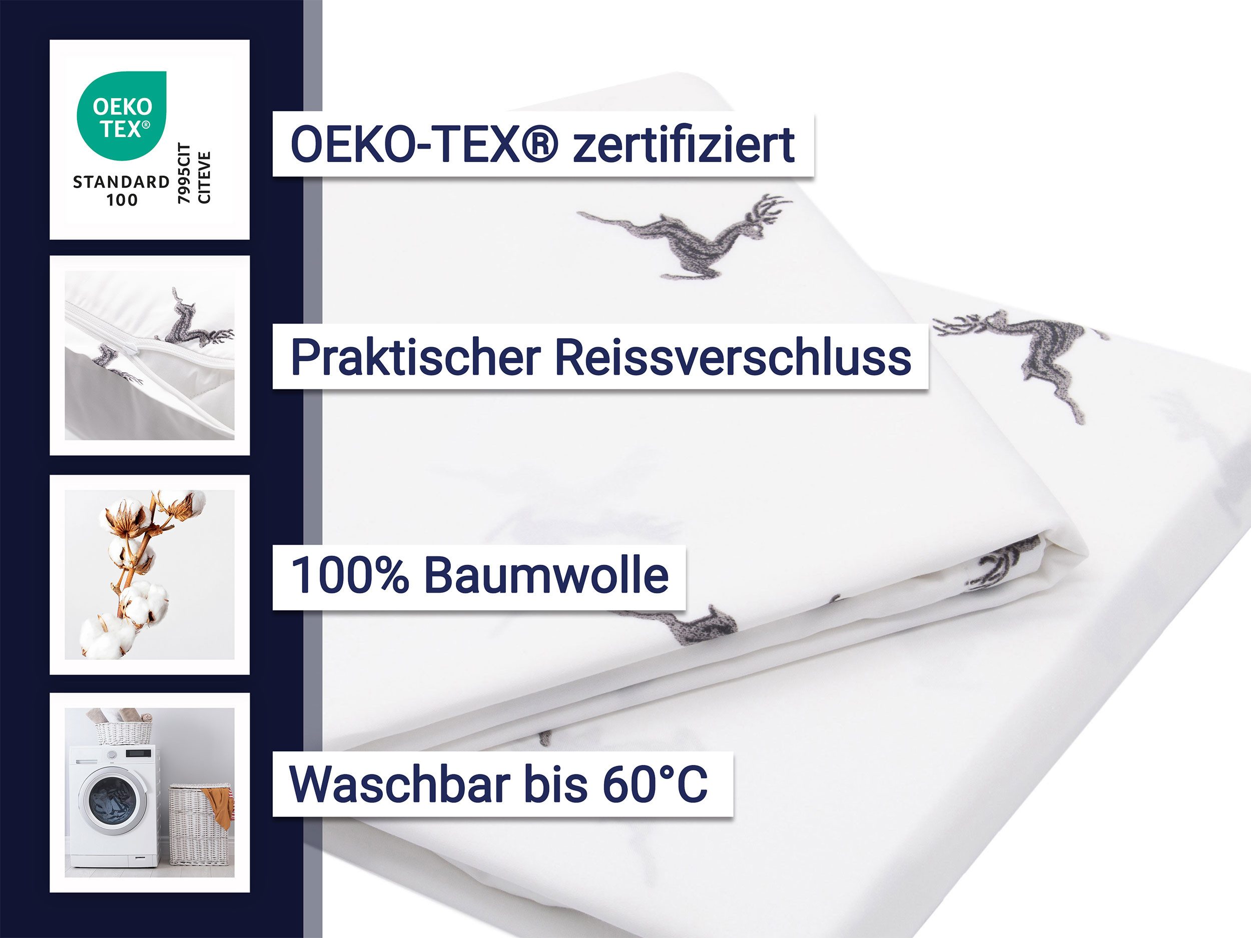 ZOLLNER Bettwäsche, Baumwolltuch, 2 teilig, 100% Baumwolle, vom Hotelwäschespezalisten