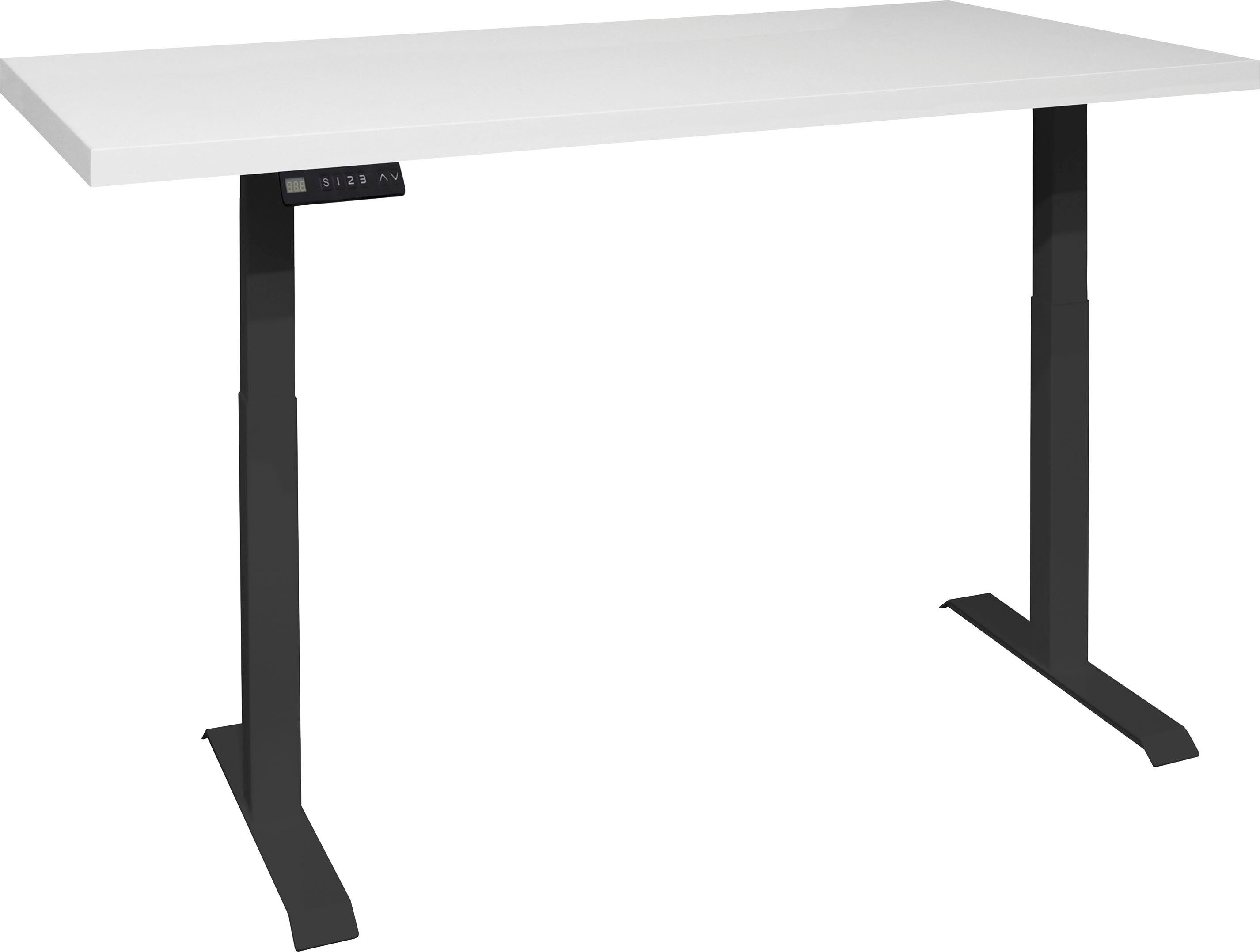 Mäusbacher Schreibtisch Big System Office, Breite 180 cm, elektrisch höhenverstellbar schwarz matt / weiß matt lack | weiß matt lack