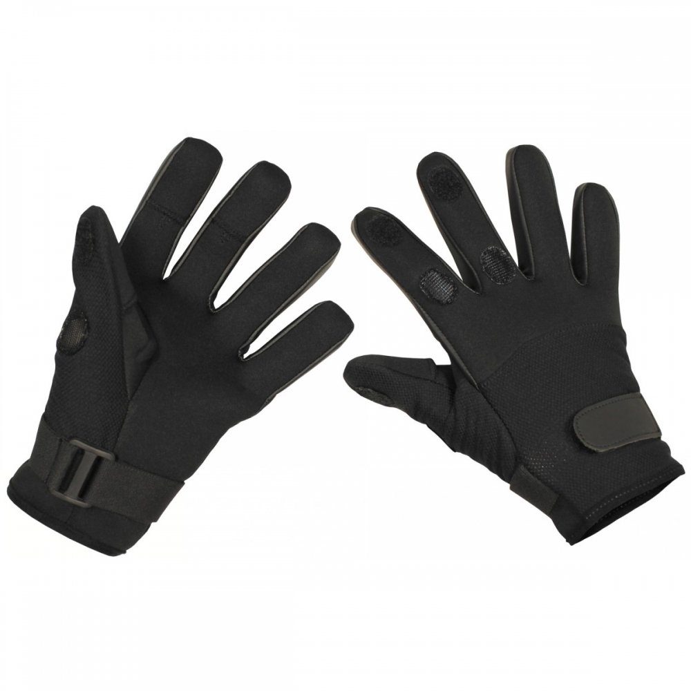 MFH Neoprenhandschuhe Fingerhandschuhe, Mesh, Neopren, schwarz - XXL Daumen, Zeige- und Mittelfinger zurück- klappbar