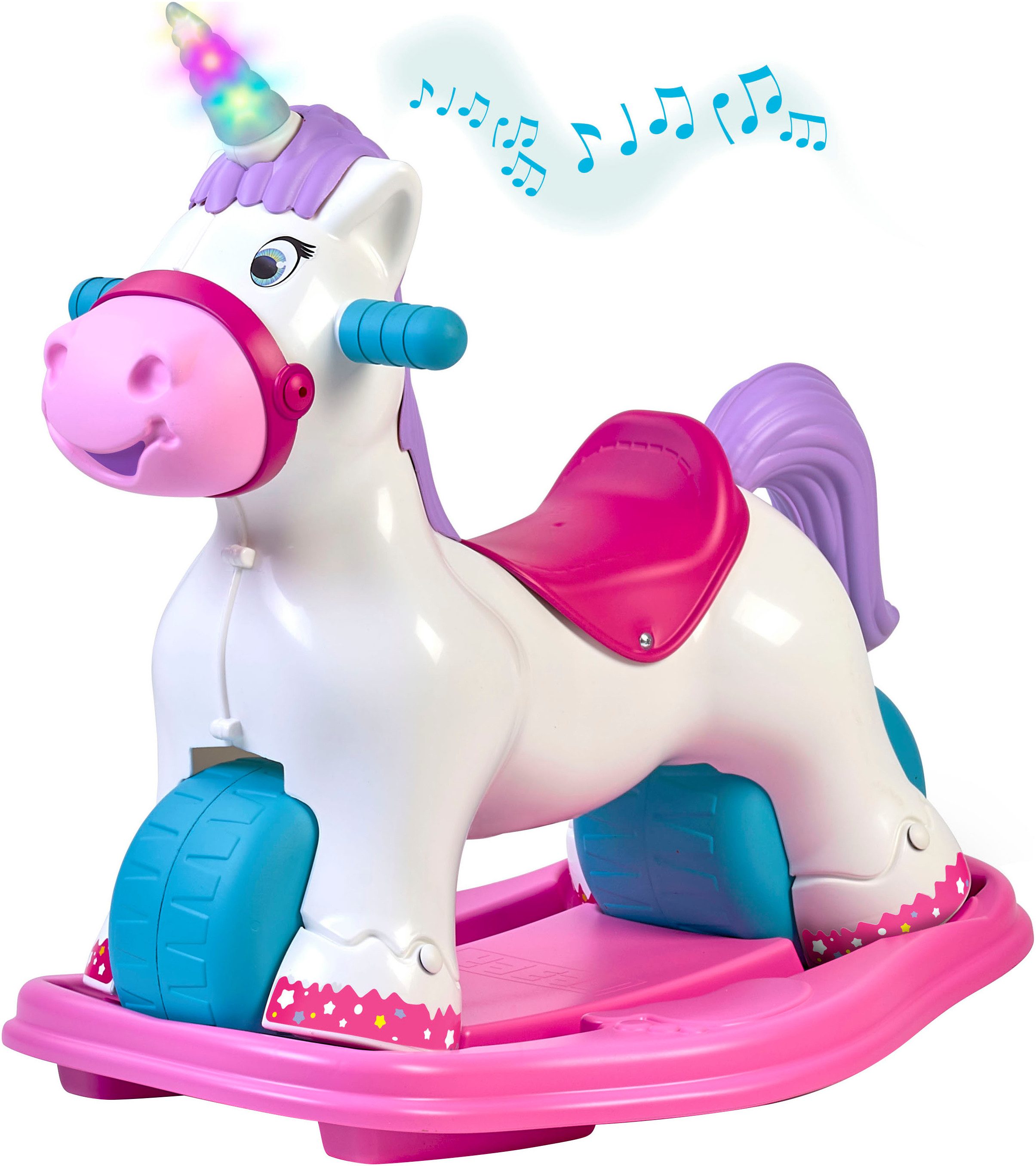 Feber® Schaukeltier Feber Baby Unicorn 2in1, mit Licht- und Soundeffekt; Made in Europe