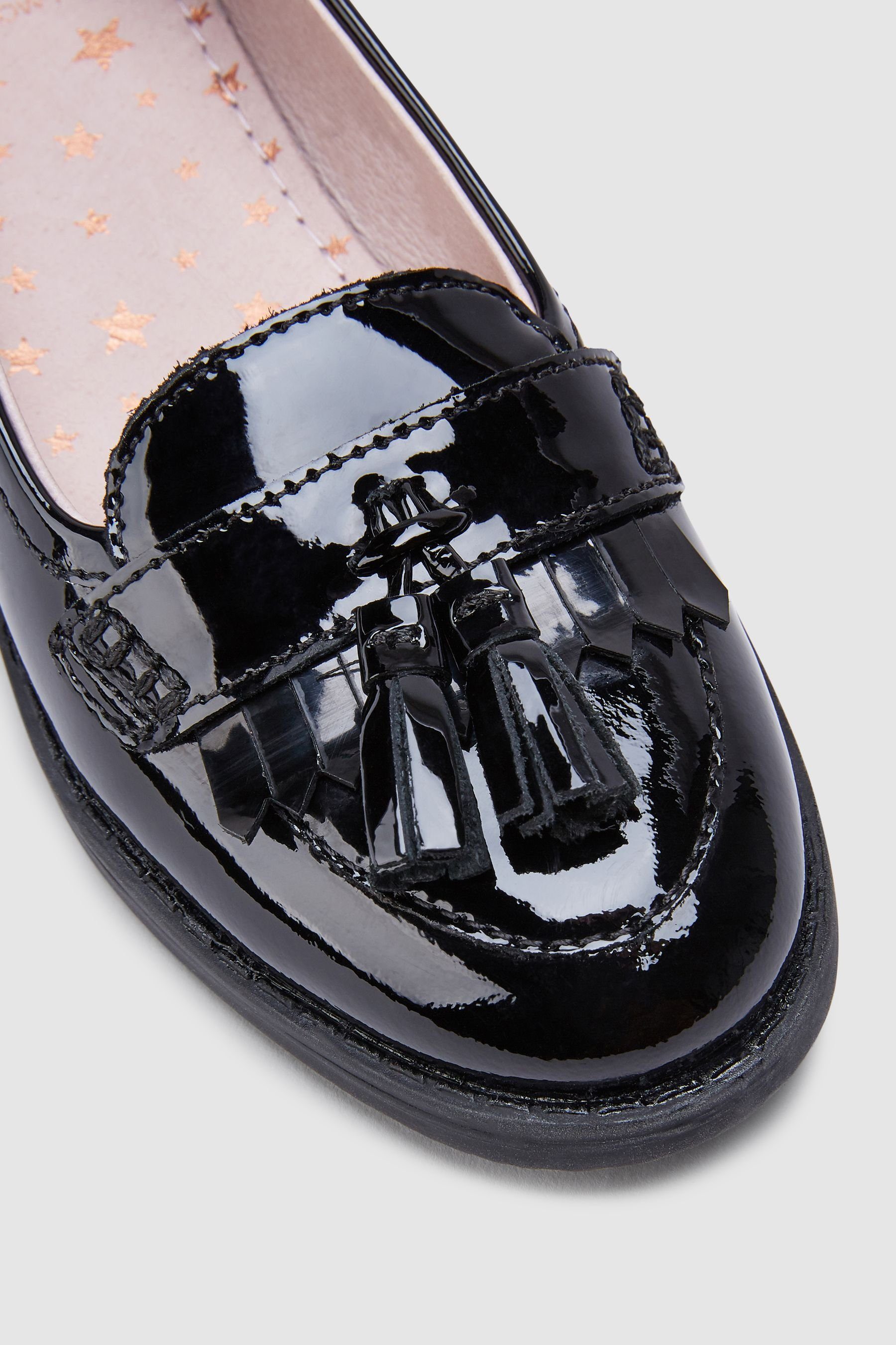 Loafer Next Patent Black Schule (1-tlg) die Troddel mit für Lederslipper