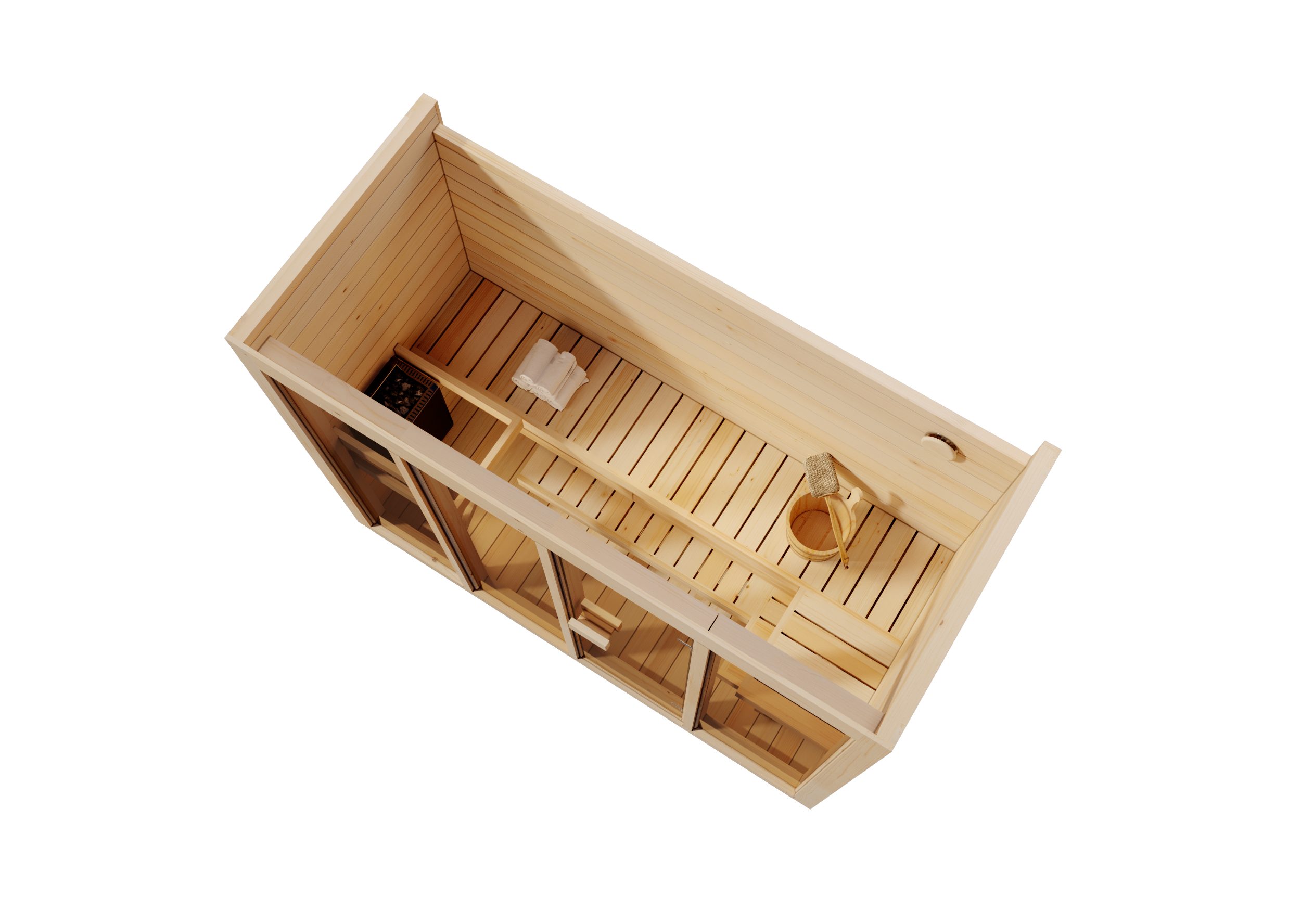 FinnTherm Sauna Innensauna Kuuma L, BxTxH: 242 x 111 x 213 cm, 42 mm, in Naturbelassen Inkl. Fußboden