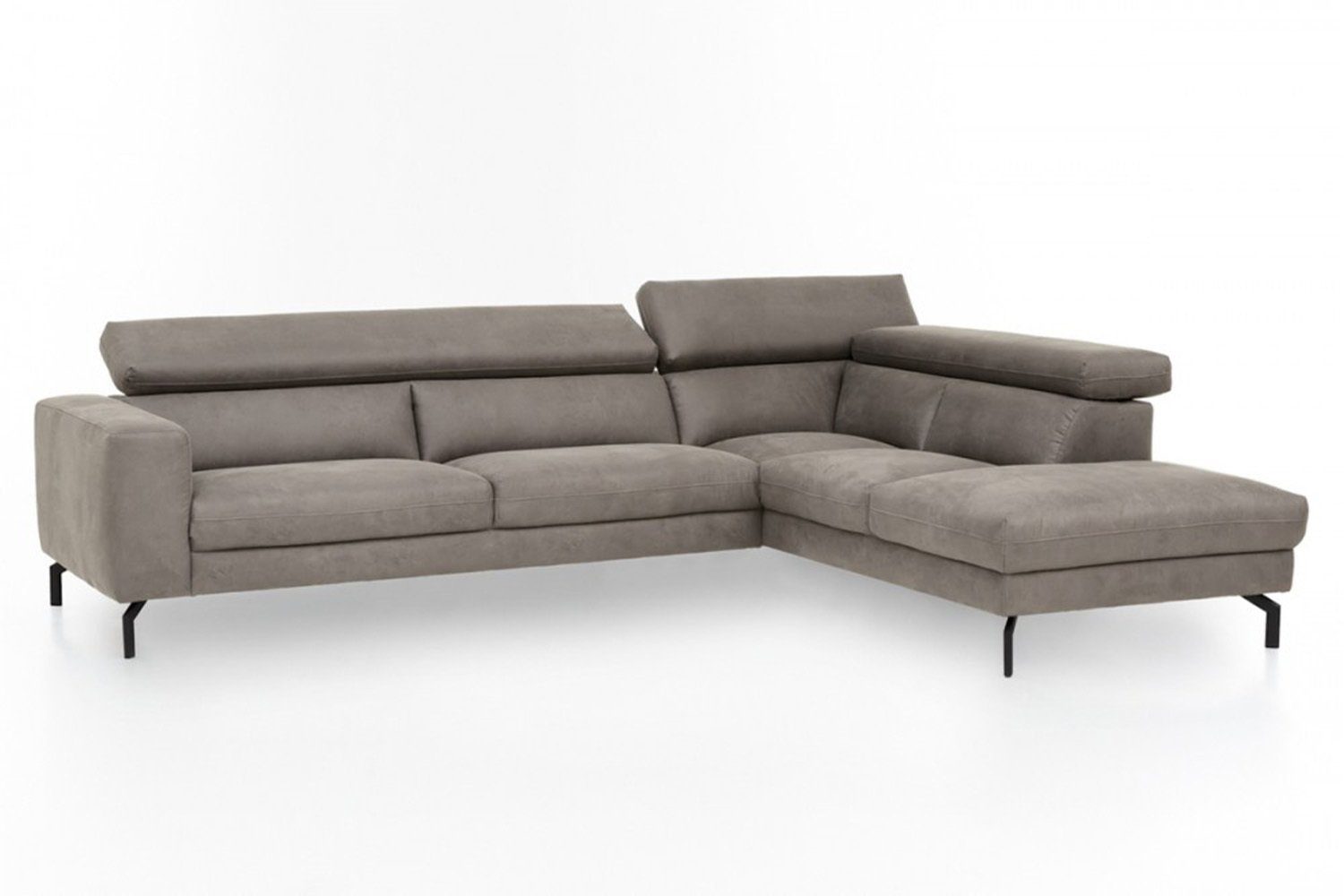 KAWOLA Ecksofa CALINA, Sofa Microfaser, Recamiere links od. rechts, versch. Farben graubraun