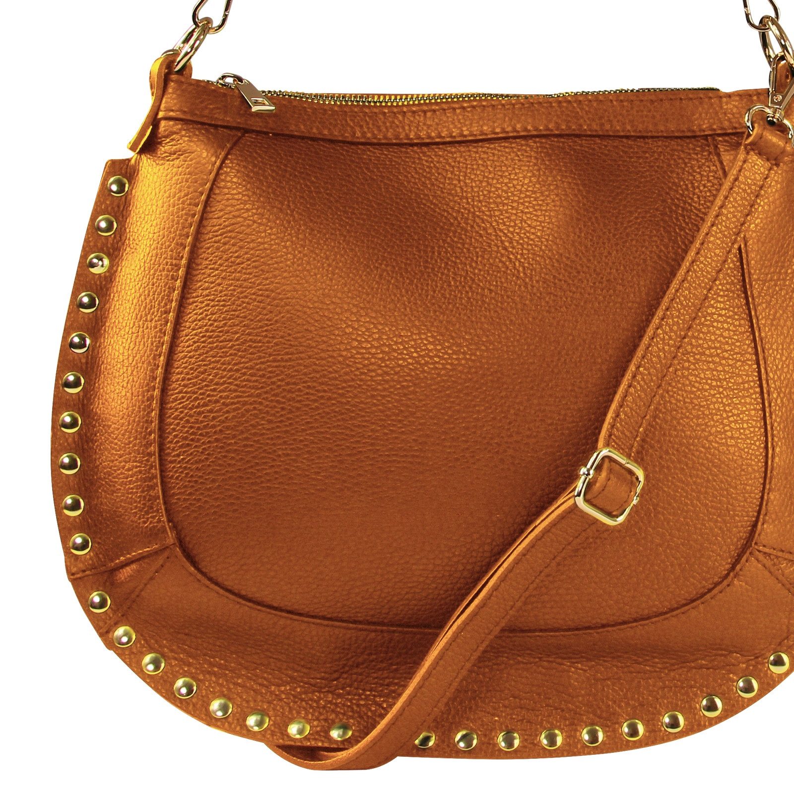 FLORENCE Schultertasche Florence Umhängetasche Damen Satteltasche (Schultertasche), Damen Schultertasche, Umhängetasche Leder, tan,braun ca. 36cmxca. 29cm