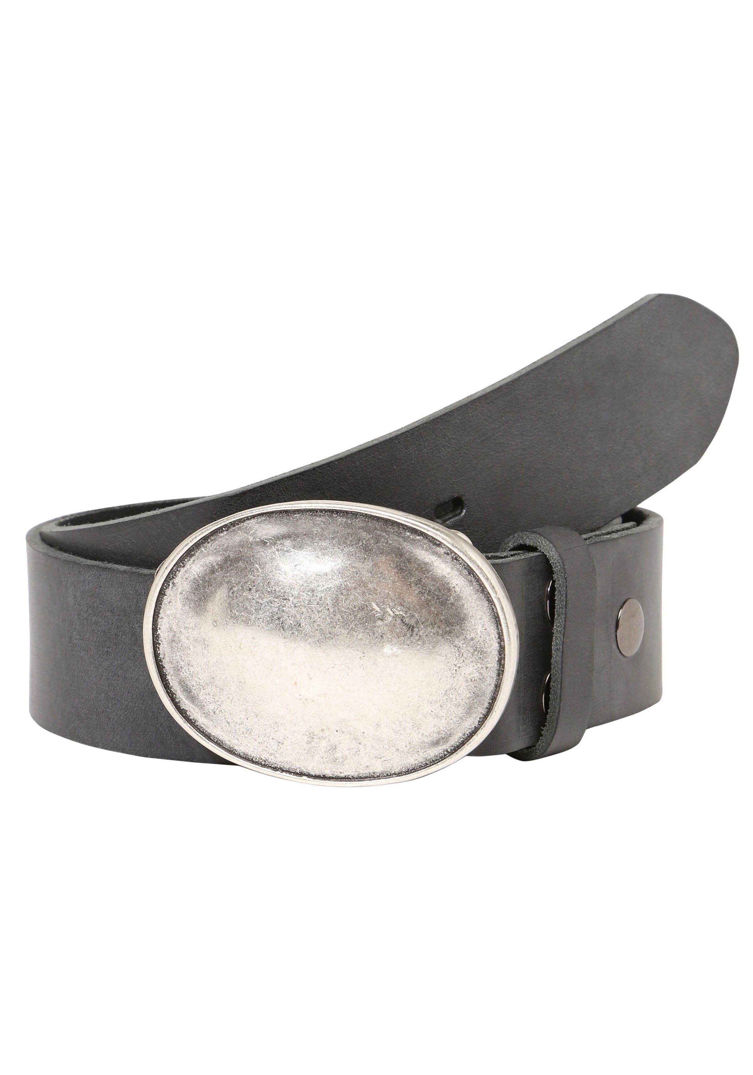 RETTUNGSRING by showroom 019° Ledergürtel mit austauschbarer Schließe »Oval Gewölbt Silber«