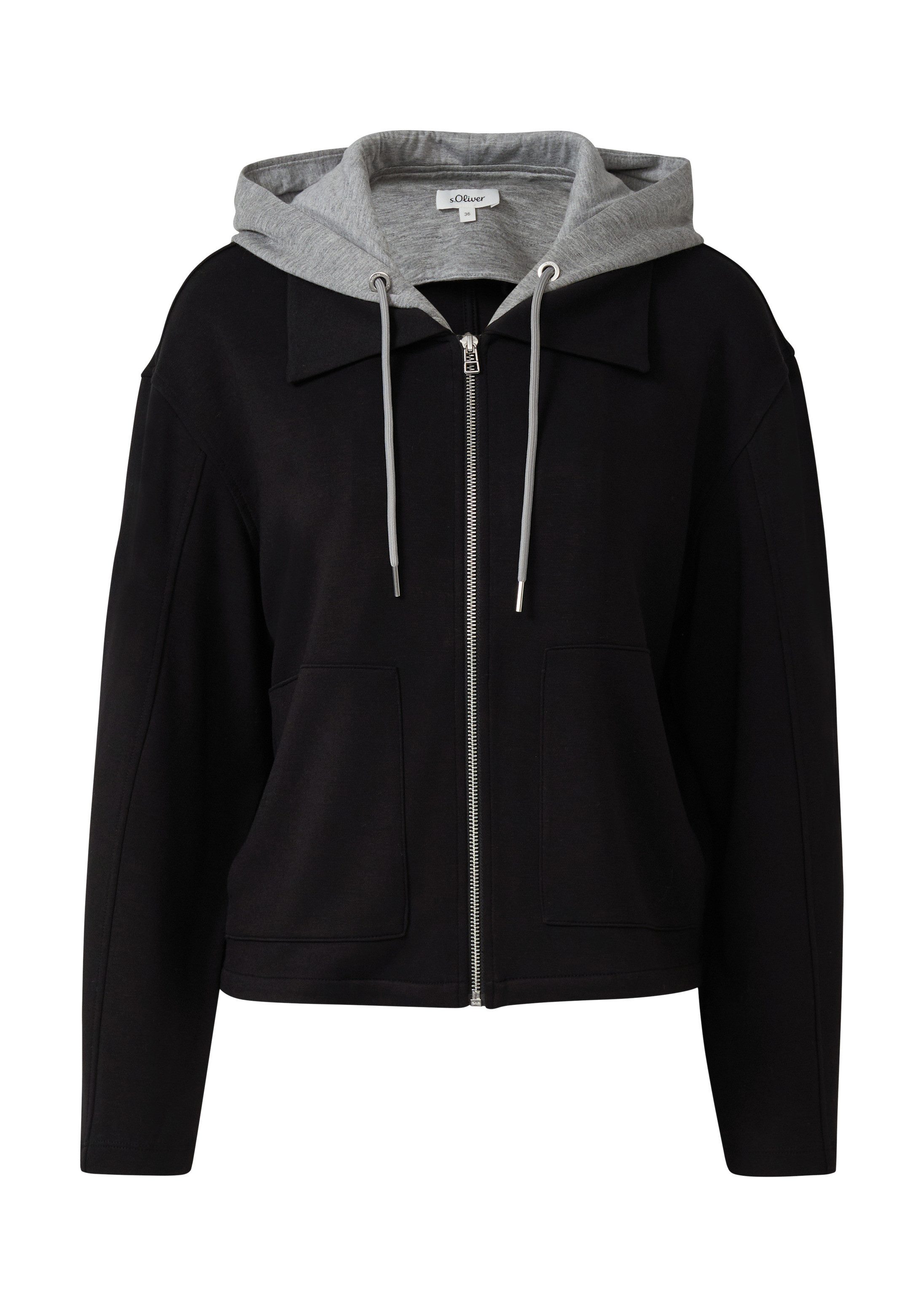 s.Oliver Sweatjacke Sweatshirt Jacke Scuba-Sweatjacke mit herausnehmbarem Einsatz
