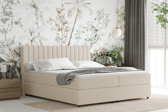 PANDA MÖBEL GmbH Boxspringbett EVEREST , 140x200, 160x200, 180x200, Polsterbett mit Bettkasten und Topper 180x200 cm Bondo 01 - Einrichtungsbeispiel