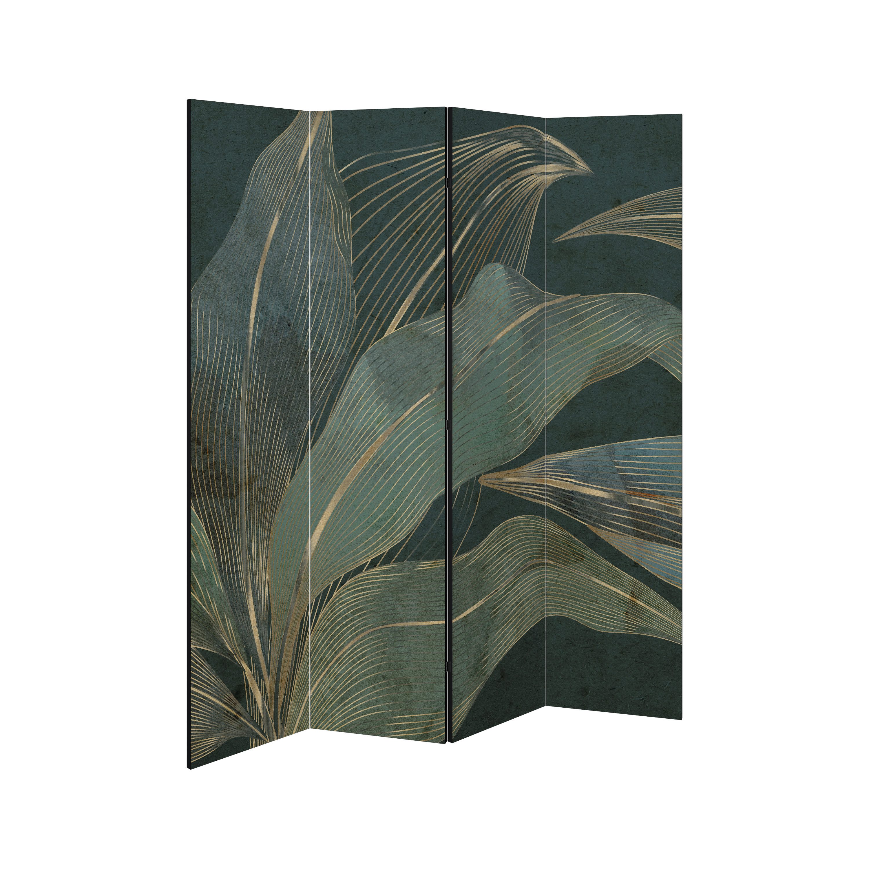 SPACEREBELS Paravent ROYAL GREEN (1 St), Raumteiler mit 4 Paneelen, beidseitig bedruckt, 152 x 168 cm