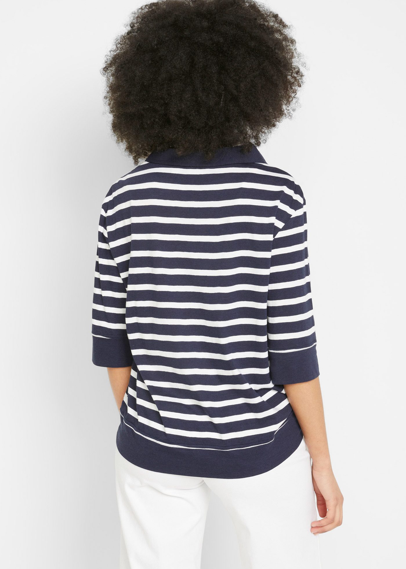 bonprix Poloshirt (2-tlg) mit Streifen Muster und mit Halbarm günstig online kaufen