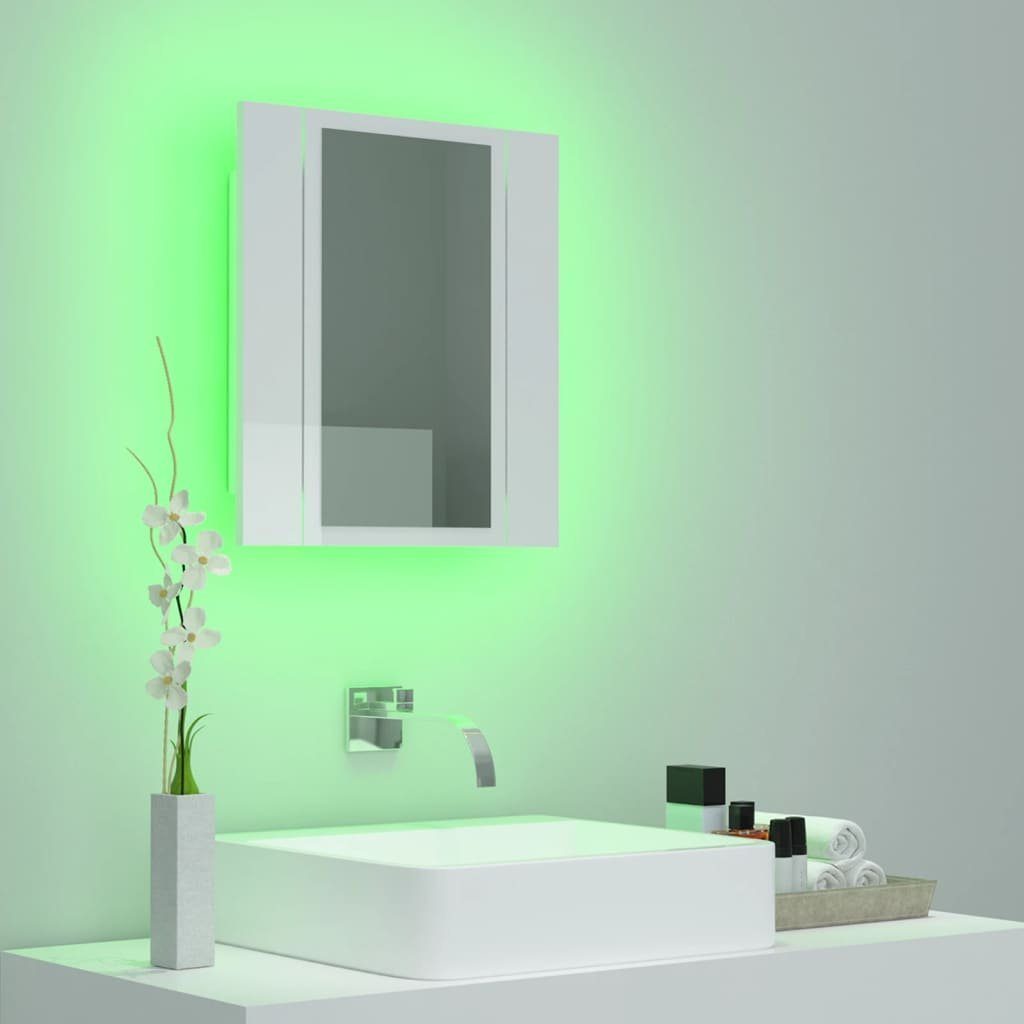 vidaXL Badezimmerspiegelschrank LED-Bad-Spiegelschrank Hochglanz-Weiß 40x12x45 (1-St) Acryl cm