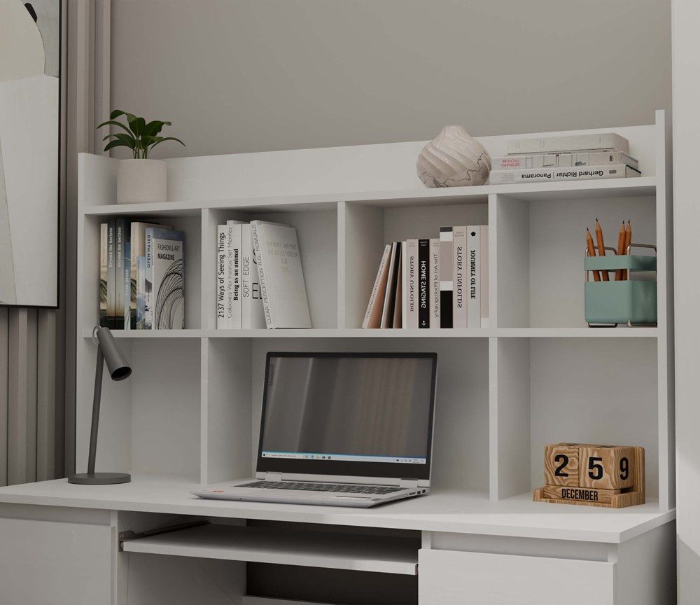 Raumhirsch Furniture Schreibtisch mit Tastaturauszug, Bürotisch, BüroBürotisch (Maße 130 x 146 x 51 cm, viel Stauraum), Modernes Design, Robuste Konstruktion
