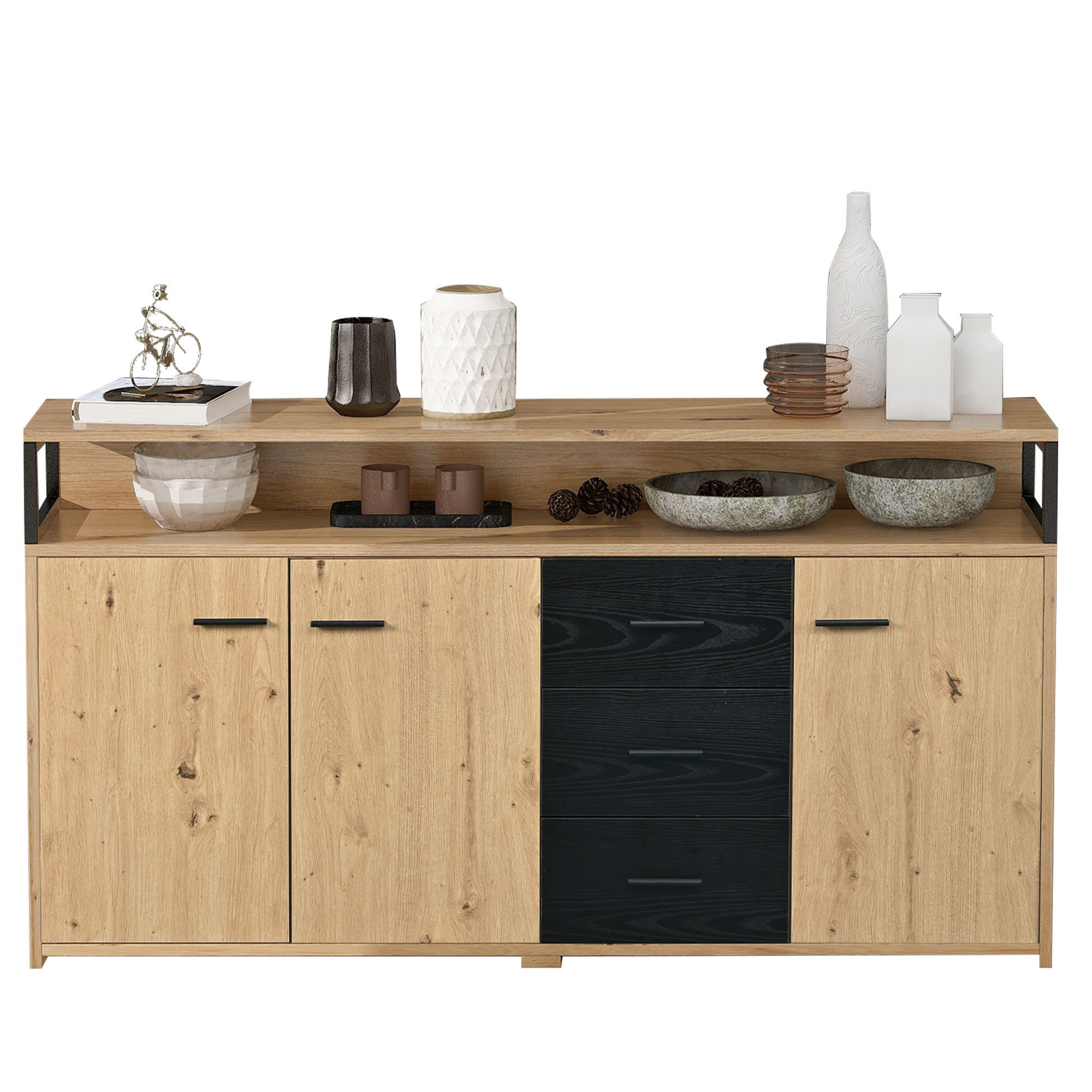 REDOM Sideboard Sideboard modern mit 3 Türen (mit drei Türen und drei Schub günstig online kaufen