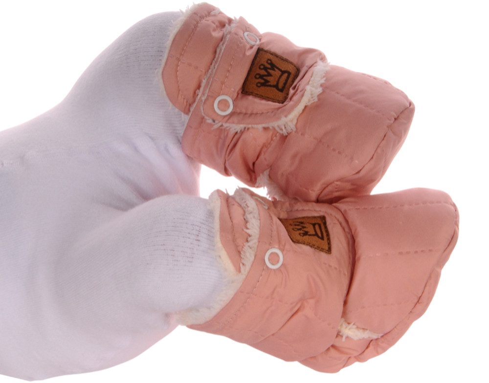 La Bortini Füßlinge Baby Schuhe booties Erstlingsschuhe Babyschuhe für Neugeborene warme Fleece-Stiefel in Rosa für Mädchen 0-3Mon, 4-9Mon