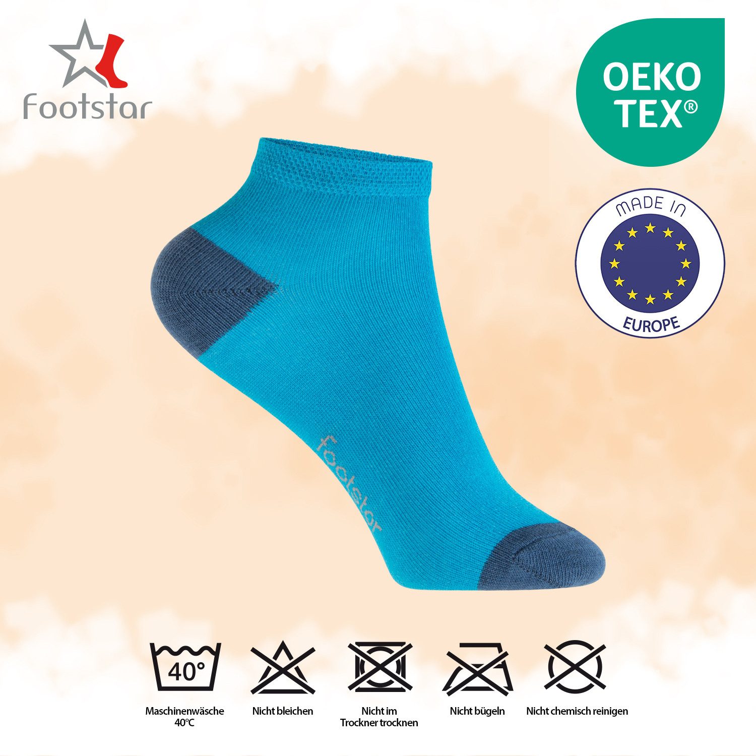Footstar Kurzsocken Kinder Baumwoll Kurzschaft Socken (10 Paar) Ferse-Spitze