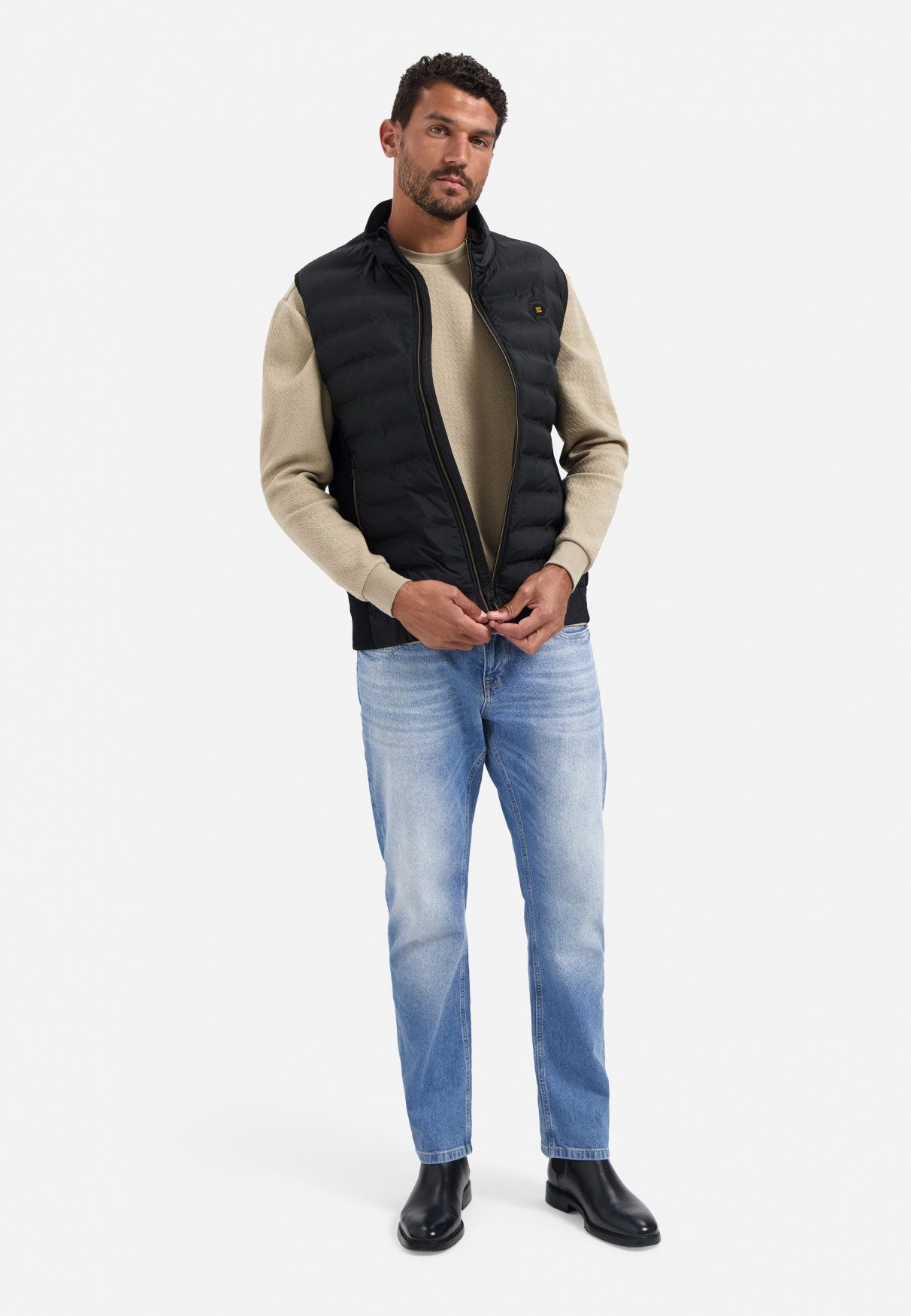 NO EXCESS Steppjacke No Excess Gesteppte Weste Bodywarmer Padded Sealed Mix With Knit