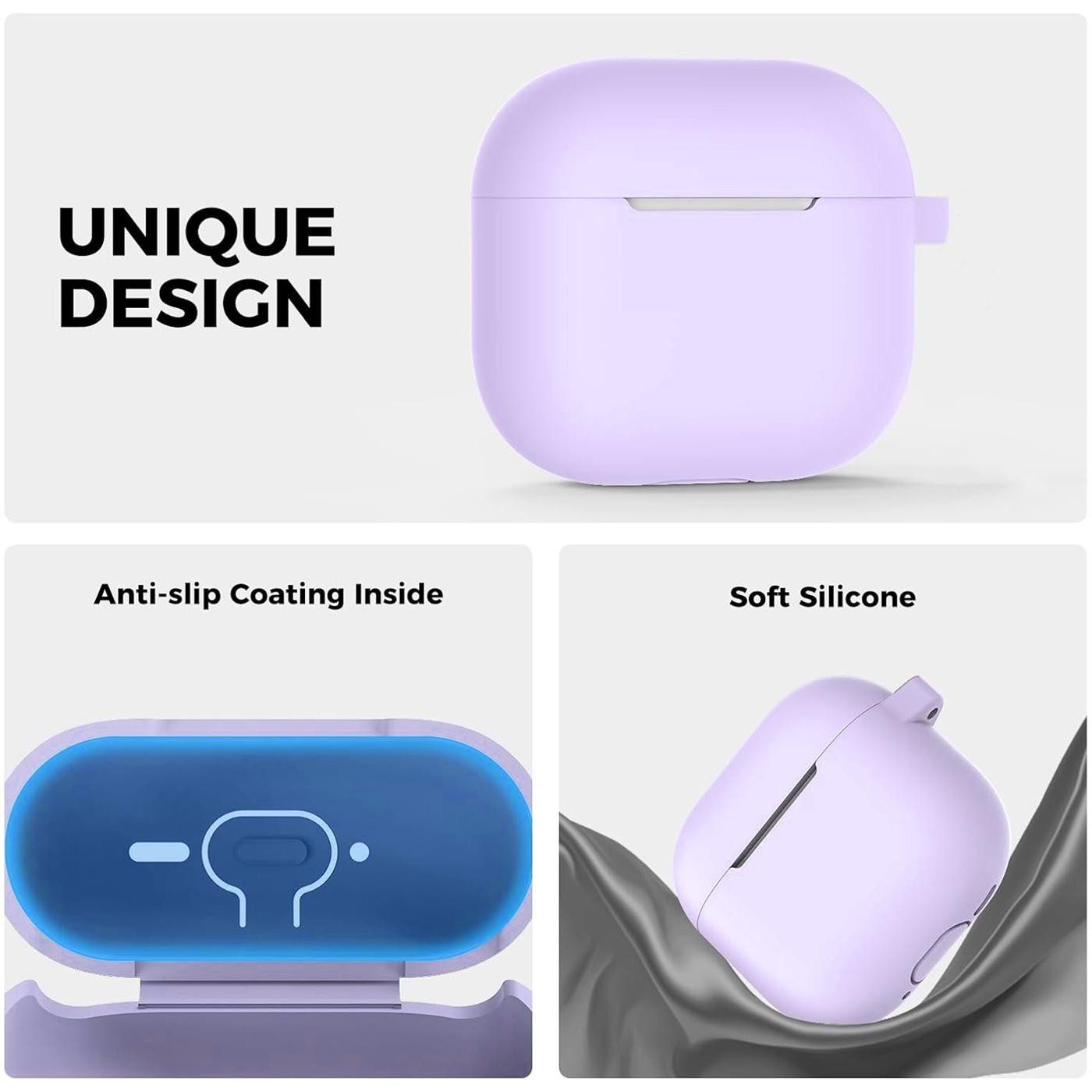 CoolGadget Kopfhörer-Schutzhülle Basic Silikon Hülle für AirPods 4 Schutzhülle mit Karabiner, Soft Touch Case, stoßfest, rutschfest, 360° Schutz, kabellos ladba – Bild 5 von 5
