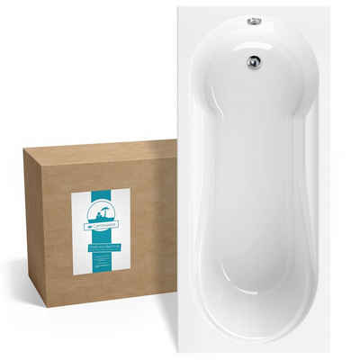 Calmwaters Badewanne »Modern Small 2«, (1-tlg), Weiß, 180 x 80 cm, Acryl, Rechteckbadewanne, ergonomische Körperformbadewanne, Badewanne mit Dusche, 02SL3314