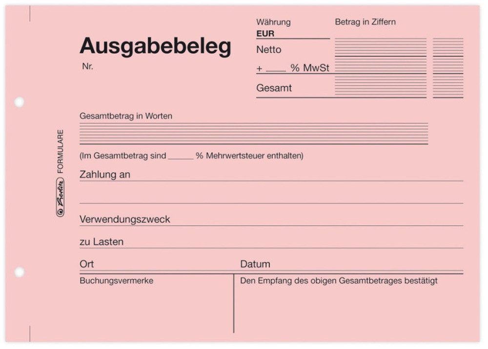 Herlitz Formularblock herlitz Ausgabebeleg Formularbuch