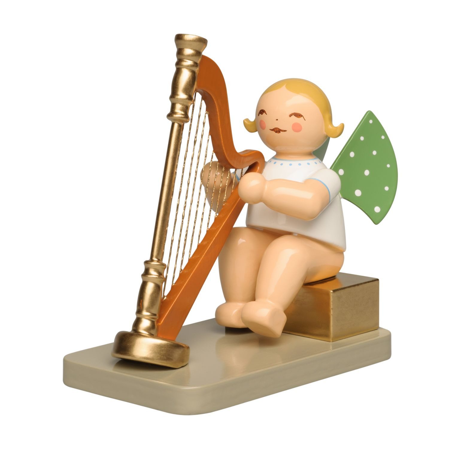 Wendt & Kühn Weihnachtsfigur Engel mit Konzertharfe Sitzend 650/2026/111 Limitiert