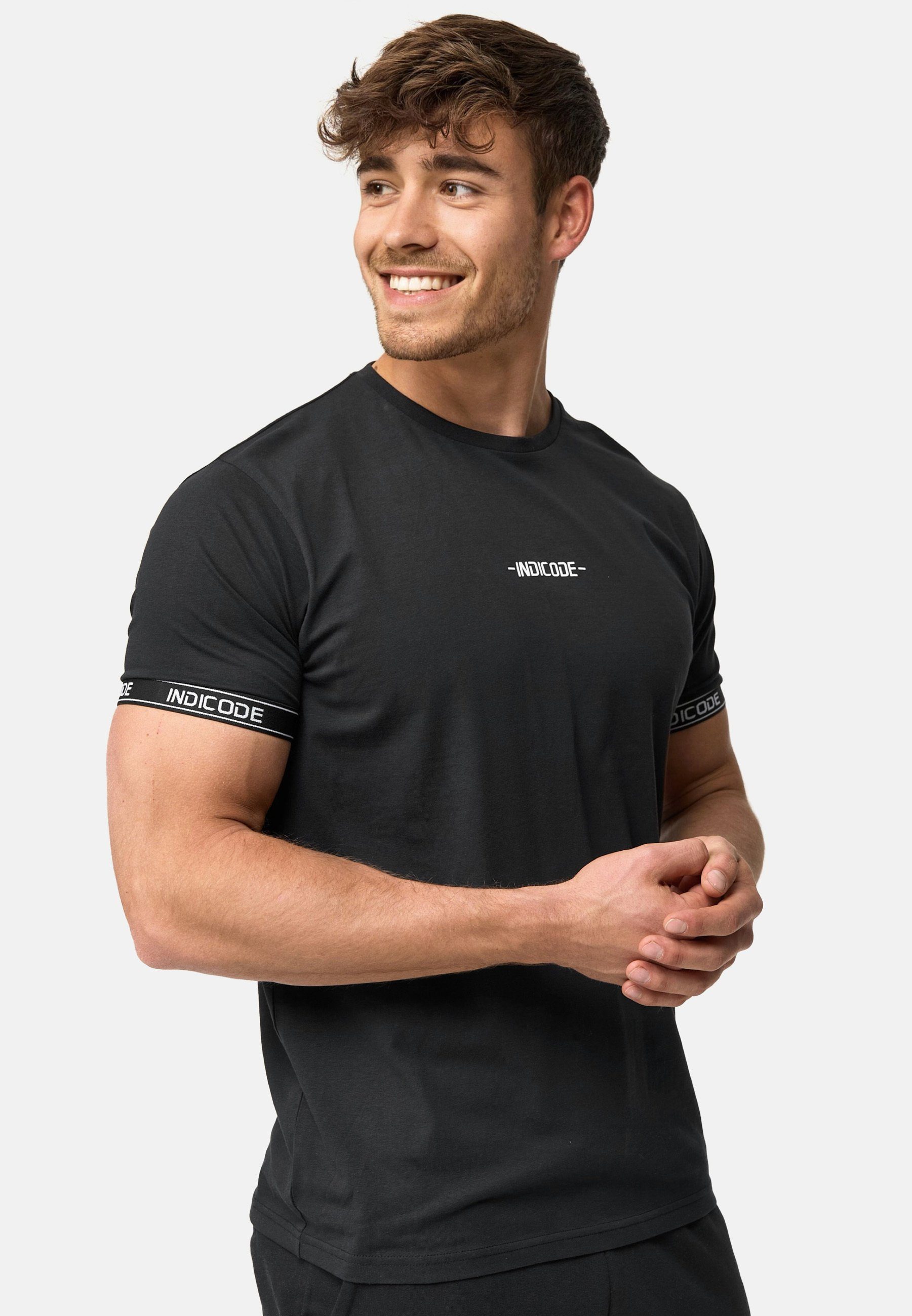 Indicode T-Shirt Herren Lutzy Shirt Tee Herrenshirt mit dezentem Logoprint auf der Brust