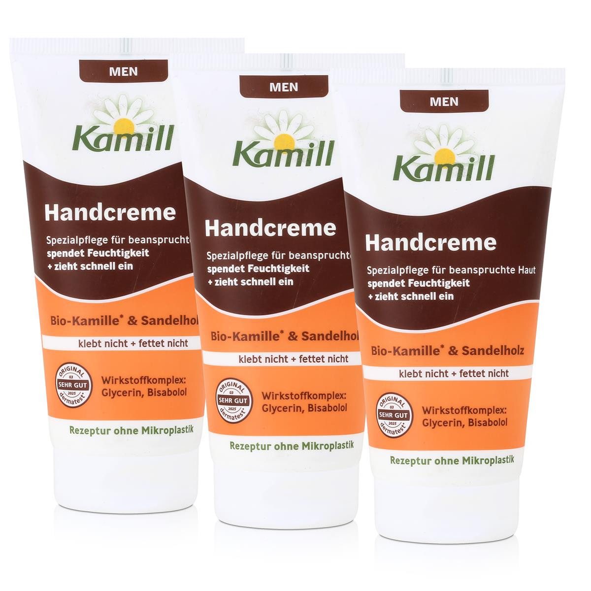 Kamill Hautcreme Kamill Men Handcreme Bio-Kamille & Sandelholz 75ml (3er Pack)