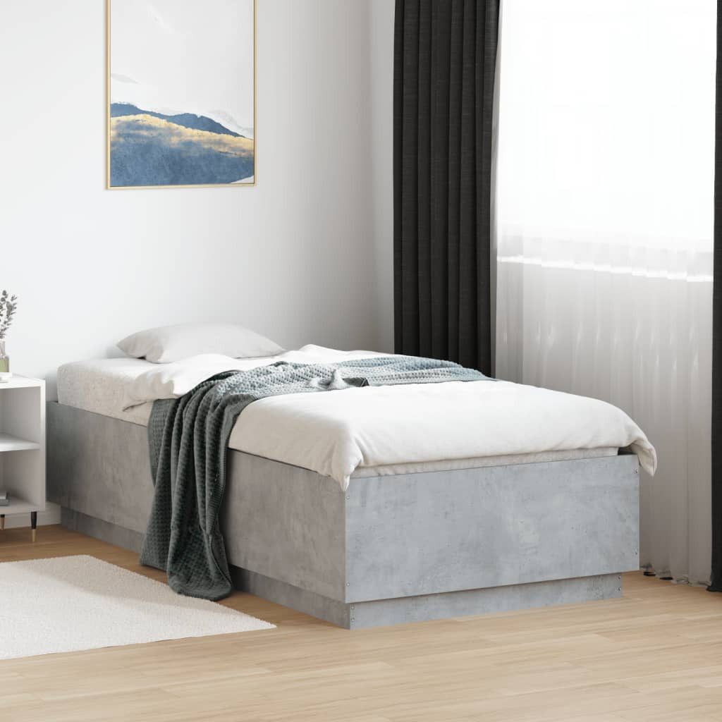 furnicato Bettgestell Betongrau 193x93x40 cm aus Holzwerkstoff mit (1-tlg), Stabiles Einzelbett mit Sperrholzlatten für ein optimales Schlafzimmer