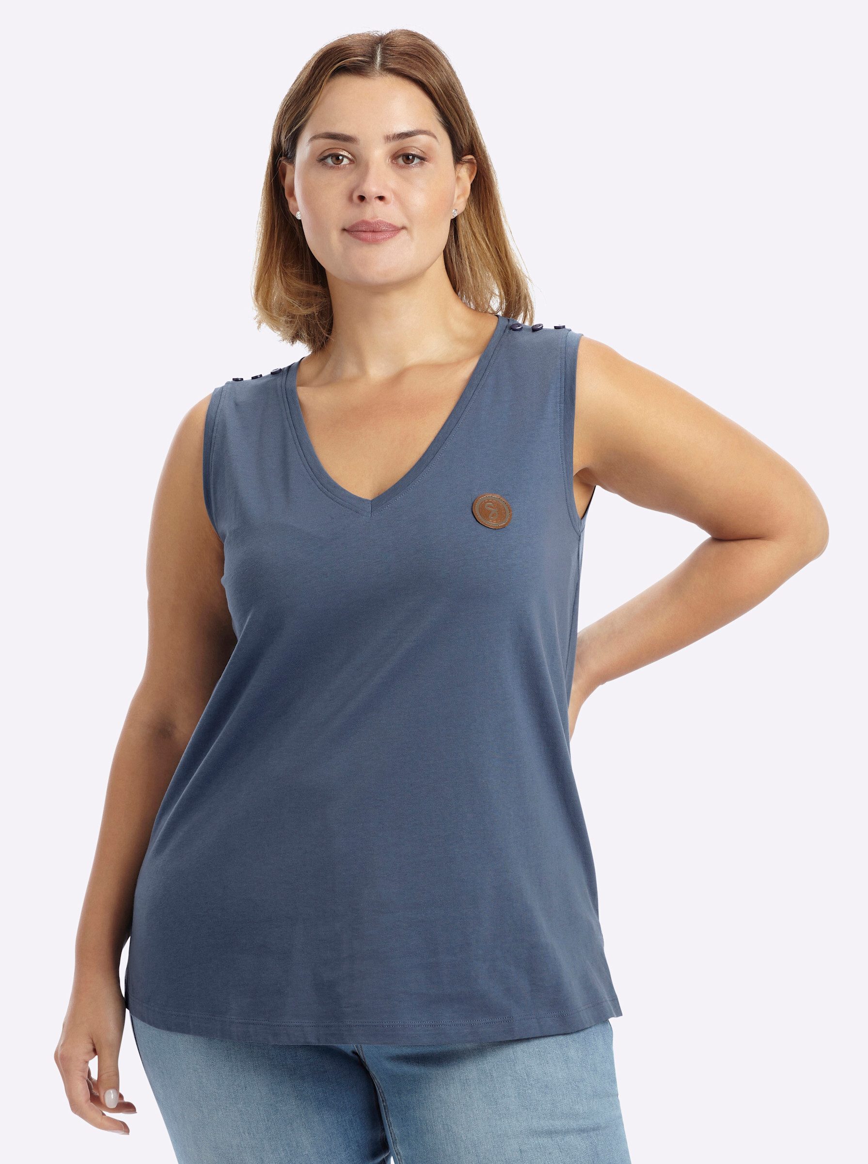 Sheego Shirttop Top Ärmellos