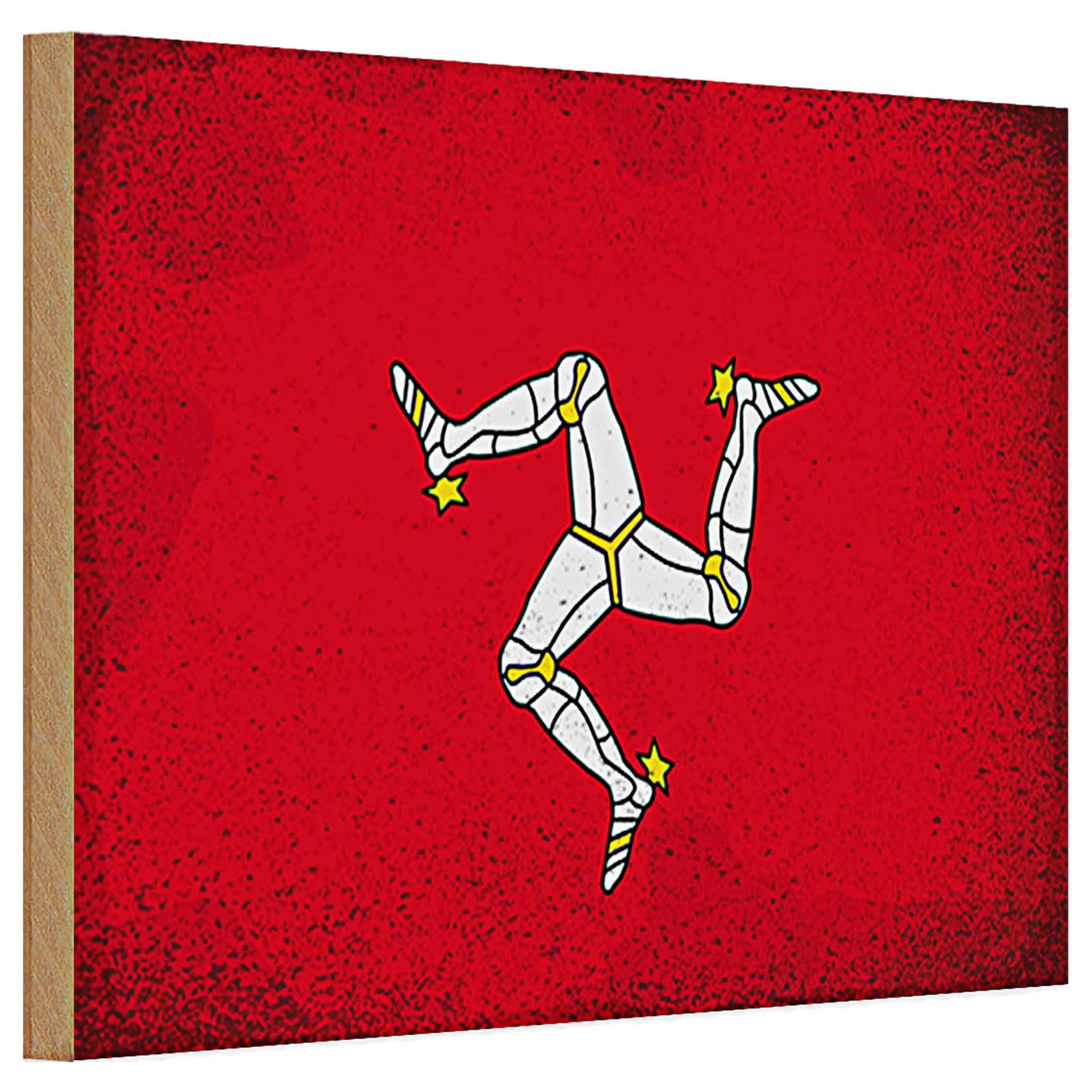 Roomando Holzbild Holzschild Flagge Isle of Man 30x20cm Isle of Man Vintage