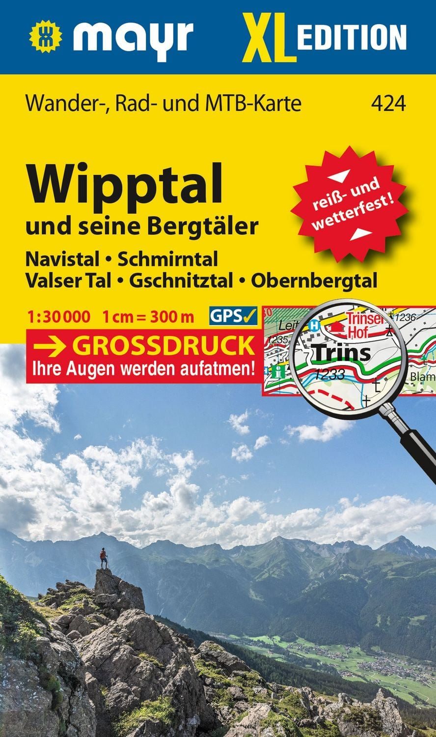 Mayr Wanderkarte Wipptal und seine Bergtäler 1:30.000 / diverse, Wander-, Rad- und Mountainbikekarte, extra grossdruck, reiß- und wetterfest