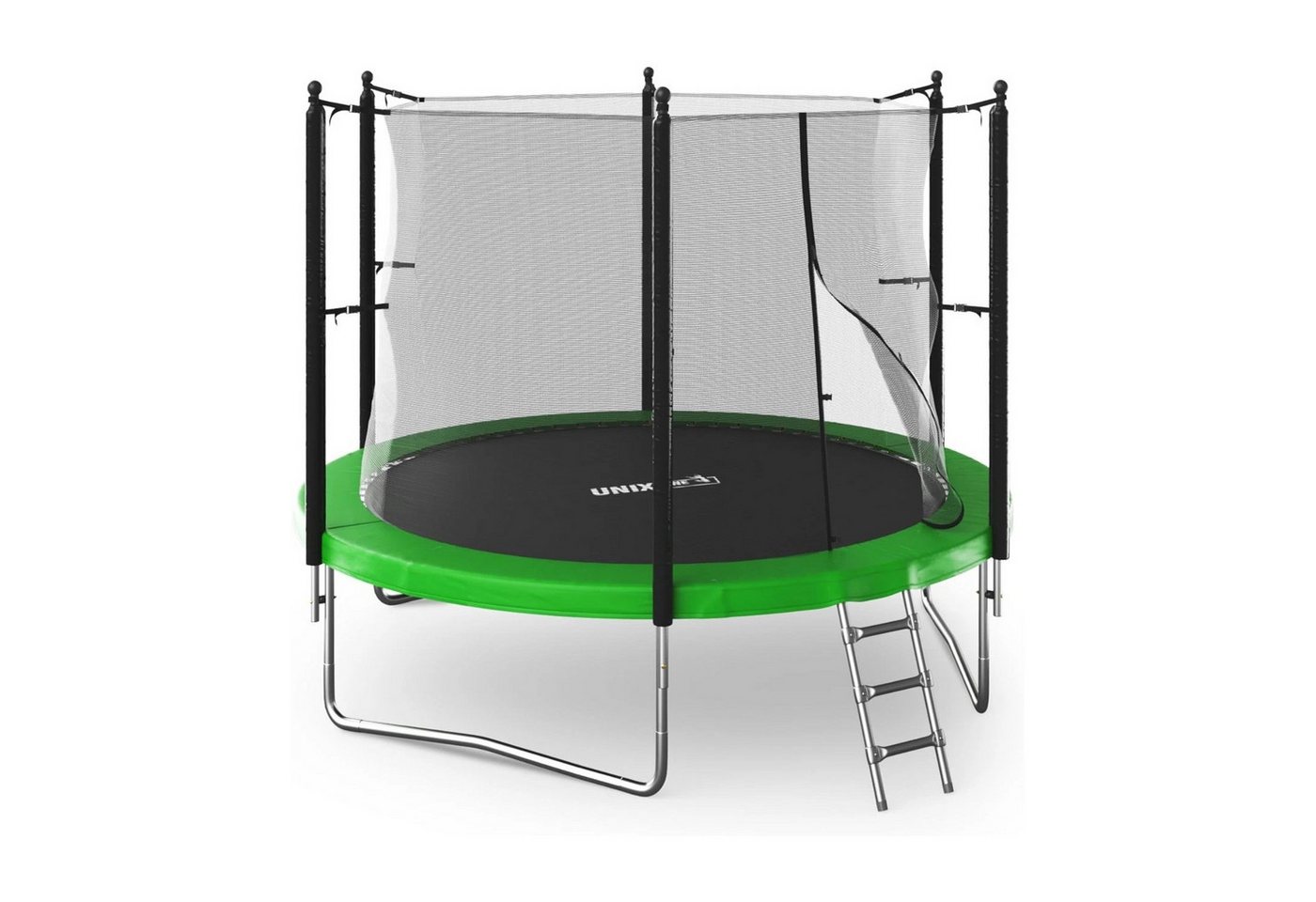 UNIXFIT Gartentrampolin Unix Line Outdoor Trampolin 244/305/366, Ø 244 cm, mit Leiter und Innensicherheitsnetz