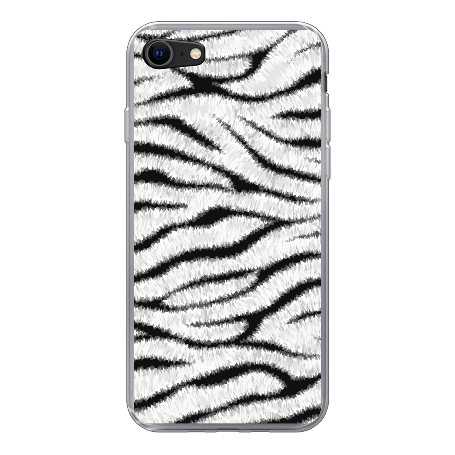 MuchoWow Handyhülle für Apple iPhone SE 2020 Tiermuster - Zebra - Weiß, Smartphone-Bumper, Print, Handy Schutzhülle Dünn