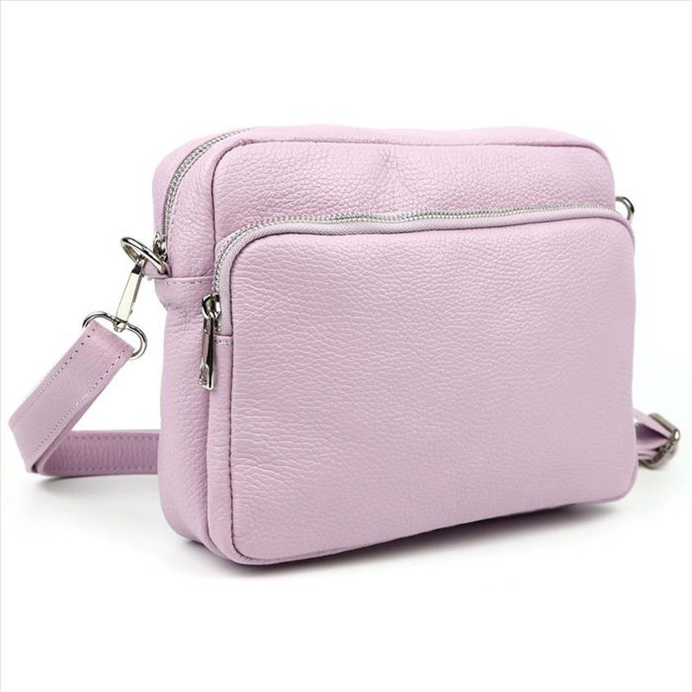 W&H Fashion Umhängetasche echt Leder für Damen mit 2 Reißverschlussfächern in vielen Farben, echt Leder